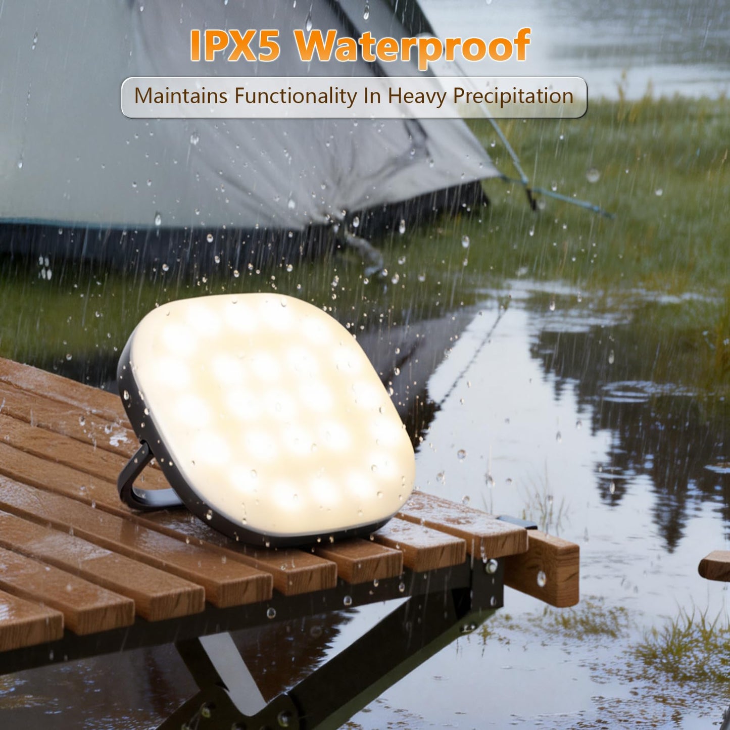 Solar Camping Lights, Solar Camping Lantern Rechargeable 5000mAh LED 5 Light Modes IP65 Waterproof with USB Charging – Lanterns for Power outages Hurricane, Hiking, Fish, Emergency, and Home