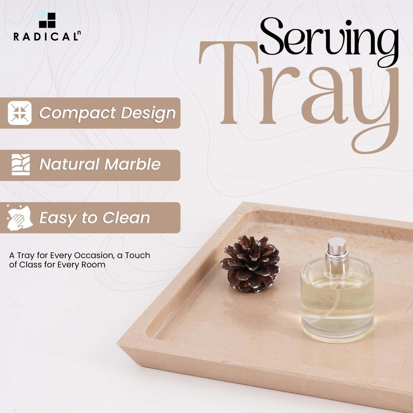 Radicaln Marble Serving Tray 12" Inches Verona Handmade Rectangle Tray for Party Supplies Modern Serving Bowl & Food Trays for Party, Cafeteria Trays for Serving Food