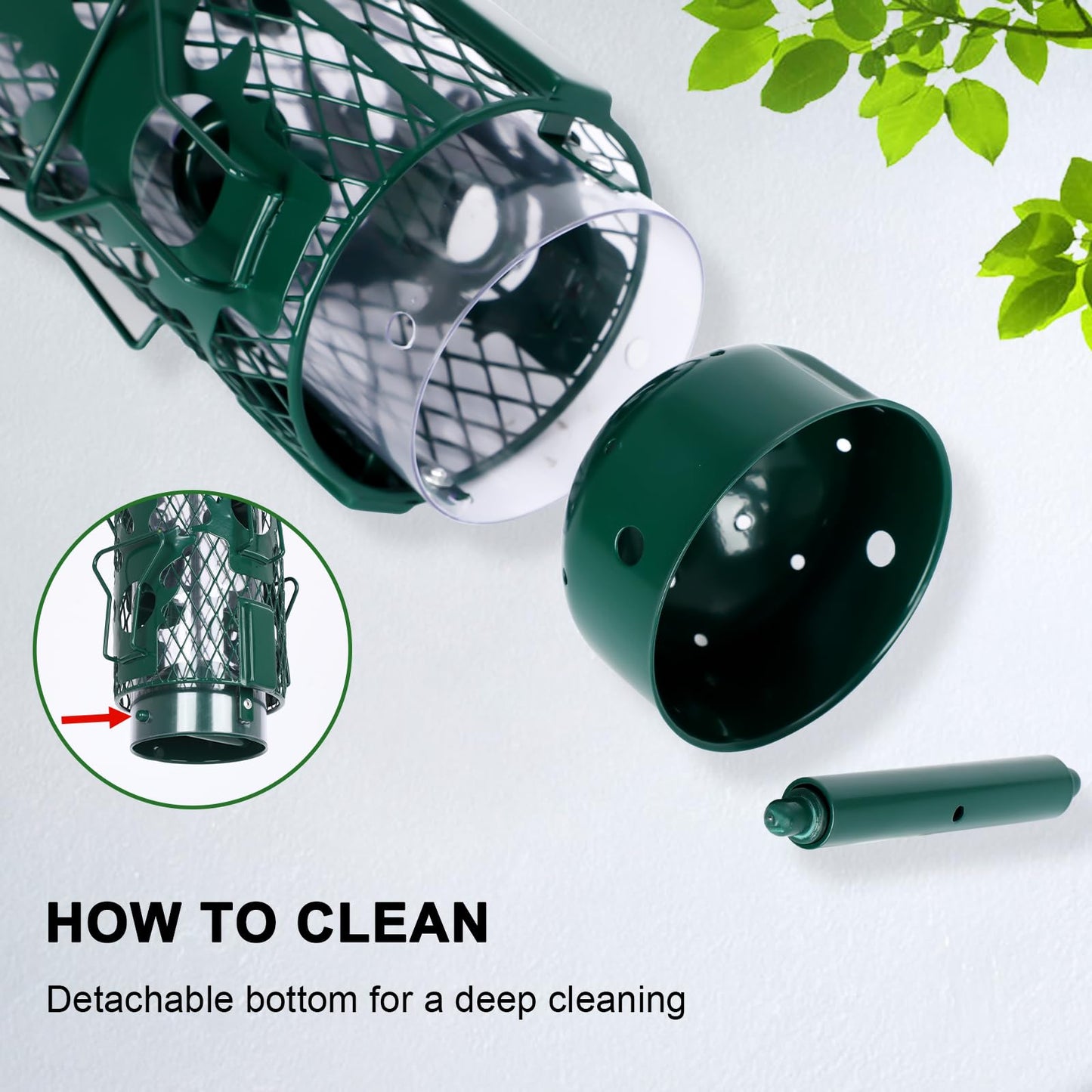 Gbekery Squirrel Proof Bird Feeder for Outdoors Hanging, Metal Mesh Bird Feeder for Outsides with Gravity Protection for Small Birds, Weatherproof and Durable, Green