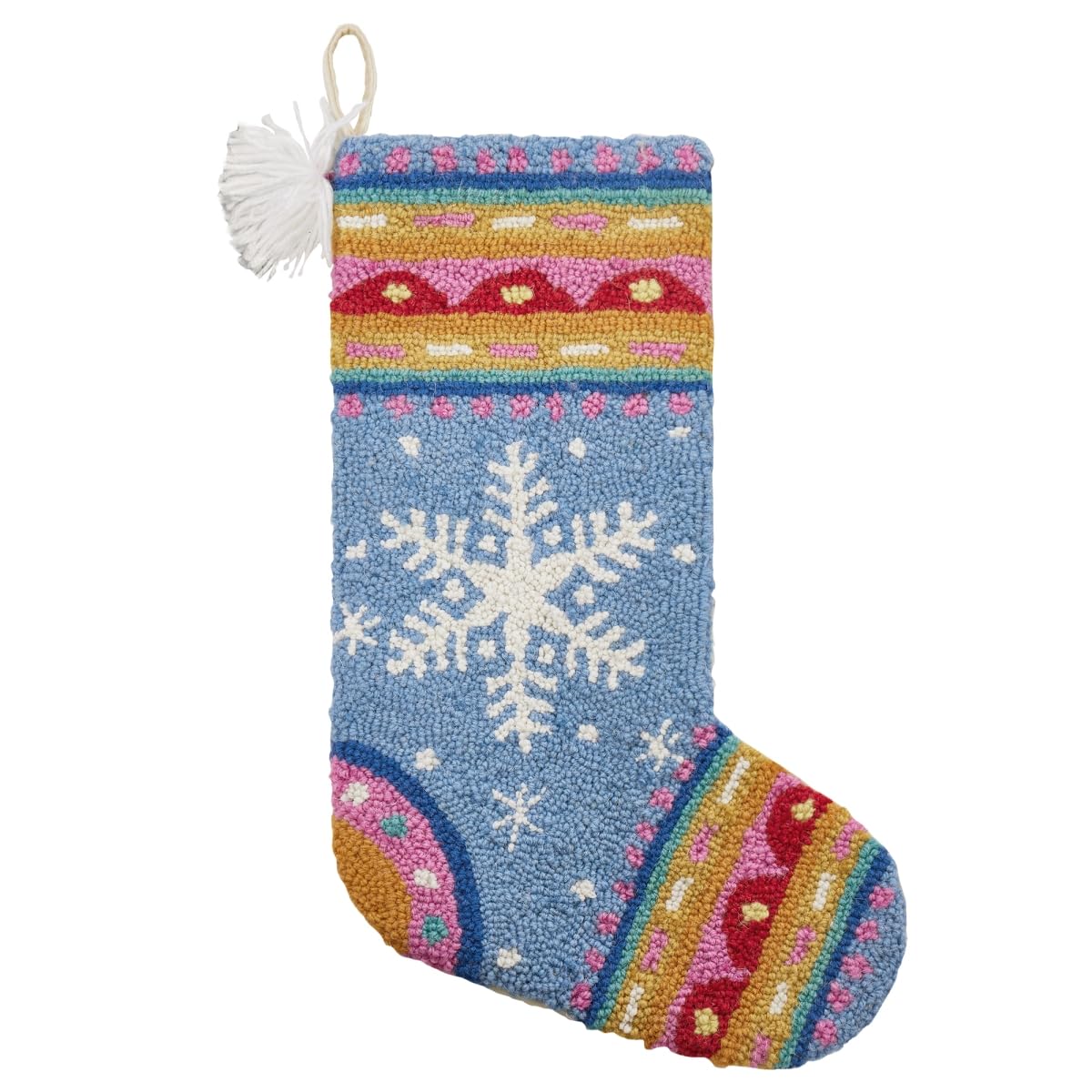 Peking Handicraft Fair Isle Snowflake with Tassels Hook Stocking, 20-Inch, Multicolor