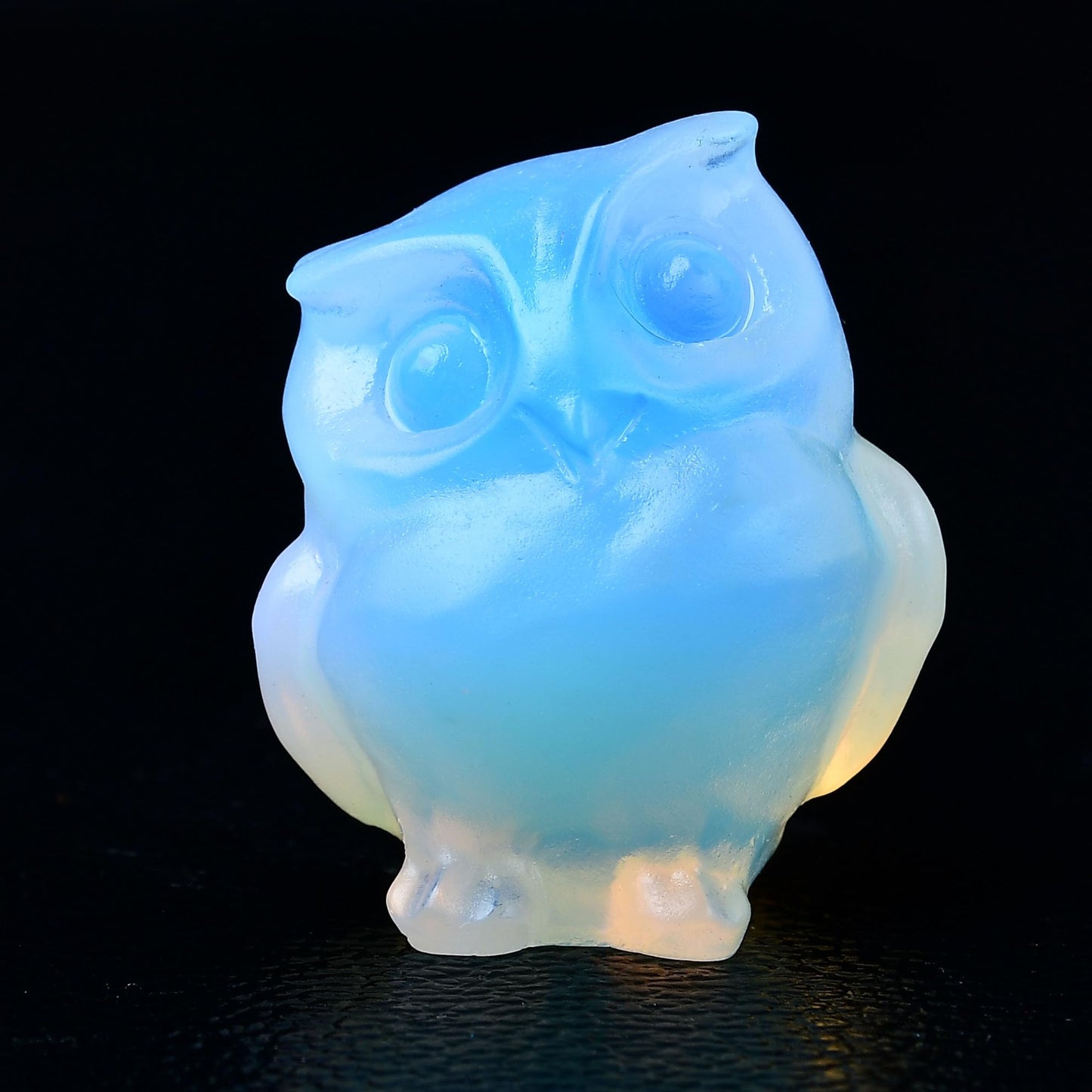 WUYOUSHI Opal Owl Decor Healing Crystal Statue Polished Gemstone Spiritual Decor for Home & Office Desk Energy Stone Gift for Women, Men (Meditation, Reiki)