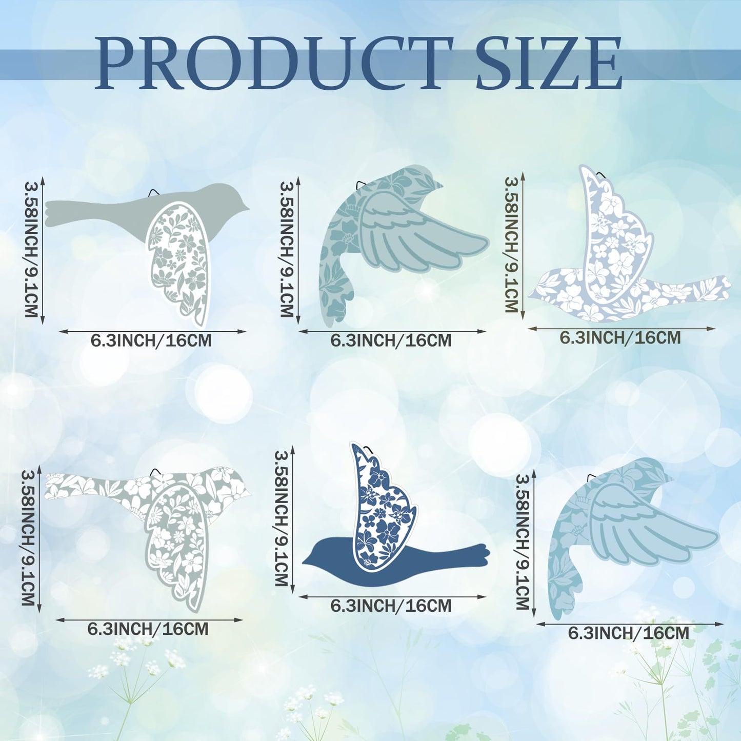 Wesiti 6 Pcs Blue Wooden Bird Wall Decor Scandinavian Wall Art Rustic Farmhouse Flying Bird Decor for Home Living Room Bedroom Decorations