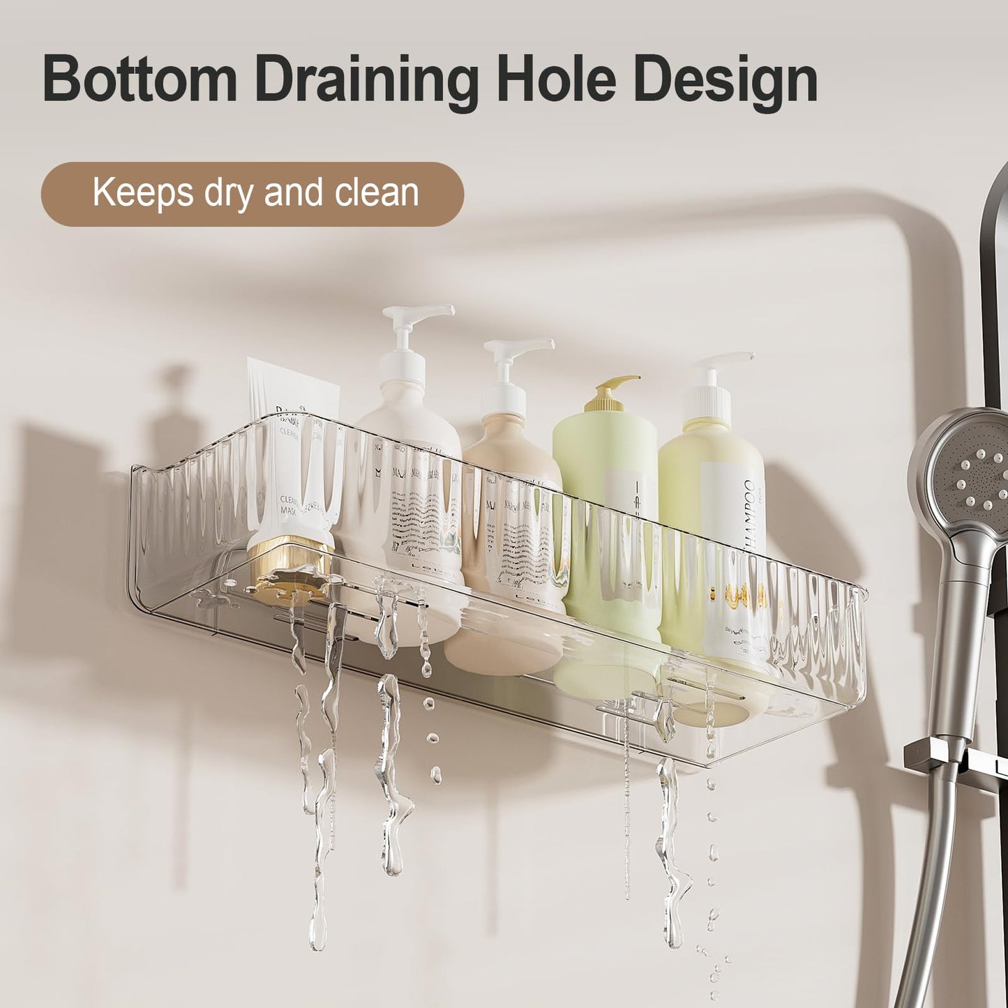 ZEXALOR Wall Mount Organizer for Kicthen, Bathroom, Dresser, Office, Pantry Storage and Organization - Clear Long Wall Basket Storage, Cabinet Door Organizer (13.9×4.7×2.8")