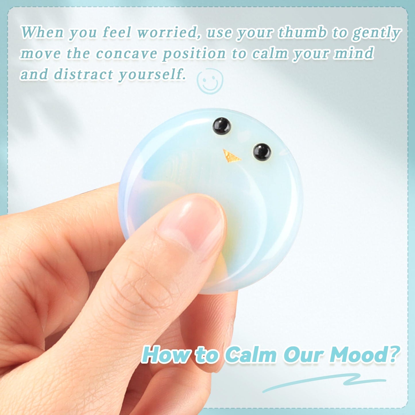 ZHIYUXI Opal Opalite Crystal Emotional Support Worry Stones for Anxiety Relief Items Stress Relief Gifts Encouragement Gifts Smile Worry Stones Calming Gifts Inspirational Gifts for Best Friend