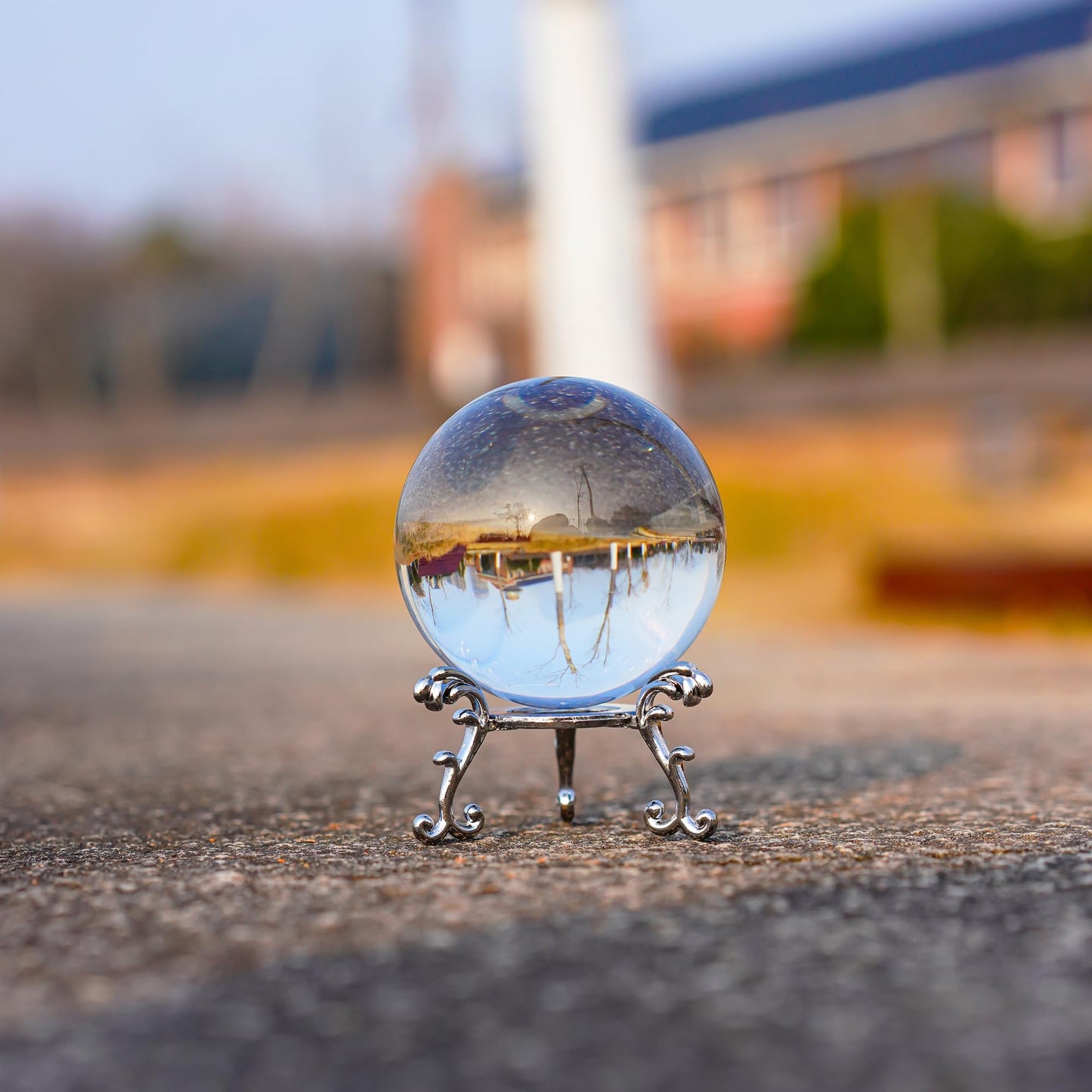 2.3in Sparkling Clear Crystal Ball with Stand 60mm Handcrafted Photography Prop for Magical Shots Elegant Home & Party Decor for Women