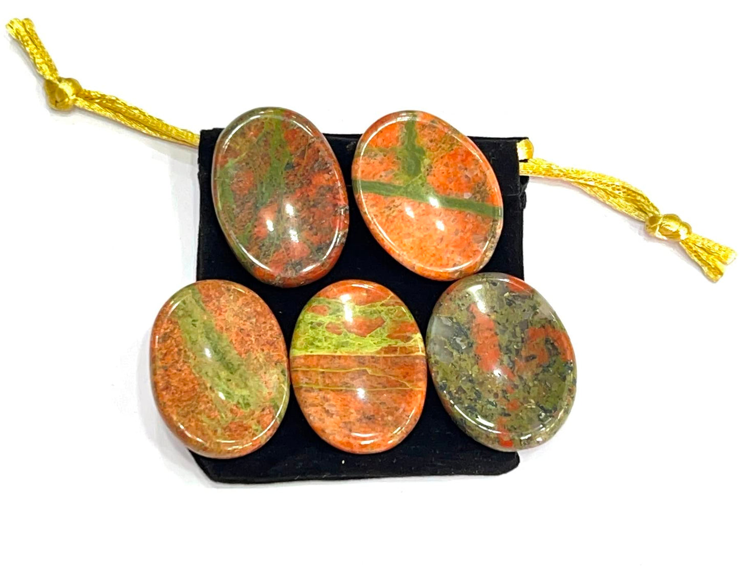 GEMSCITE Unakite Thumb Worry Stones Metaphysical Gemstone Crystal Healing Reiki Men Women Gift FENG Shui Positive Energy Love Wellness Palm Stones Wicca Powerful