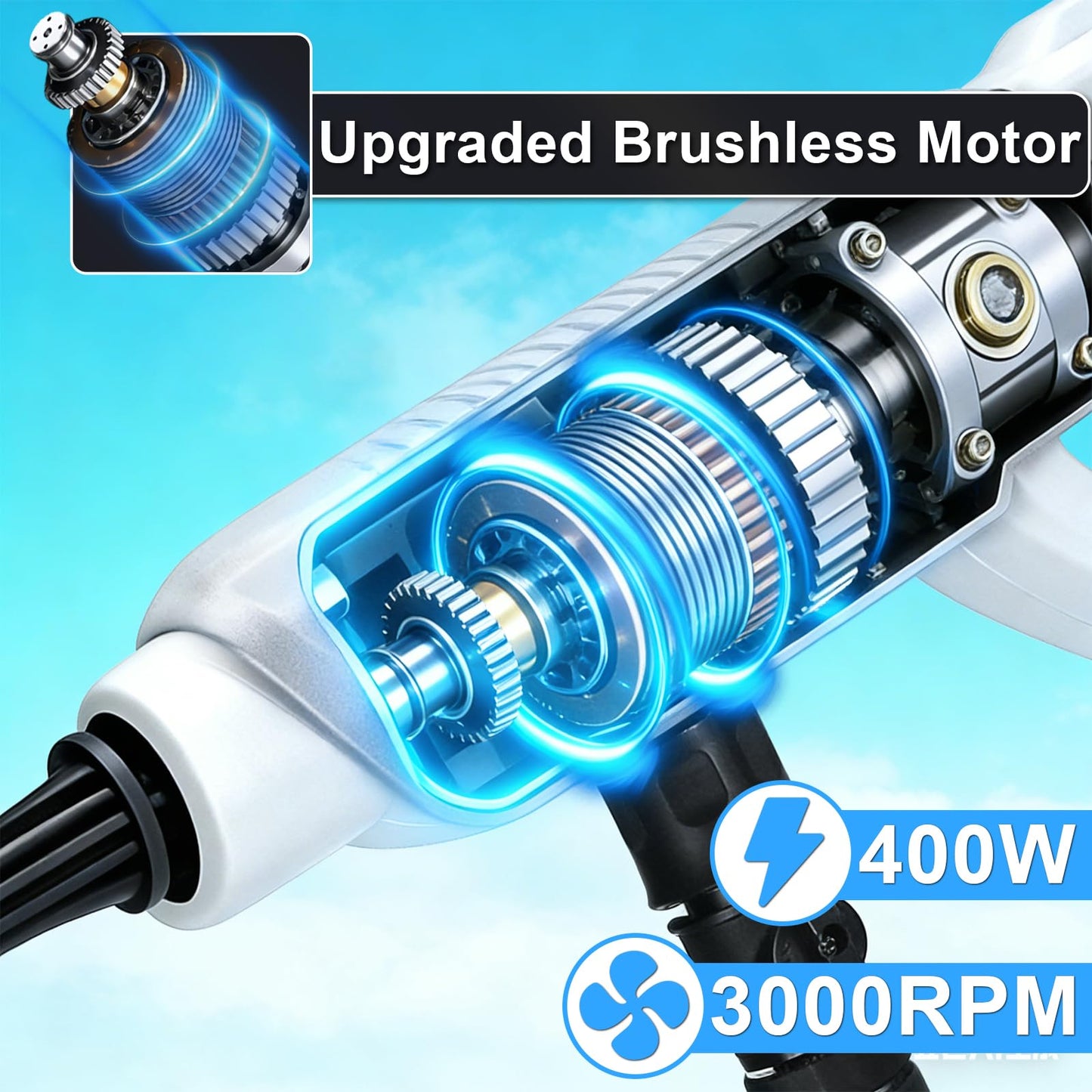 Huhomco Cordless Cordless Pressure Brushless, 2×4000mAH Batteries (White)