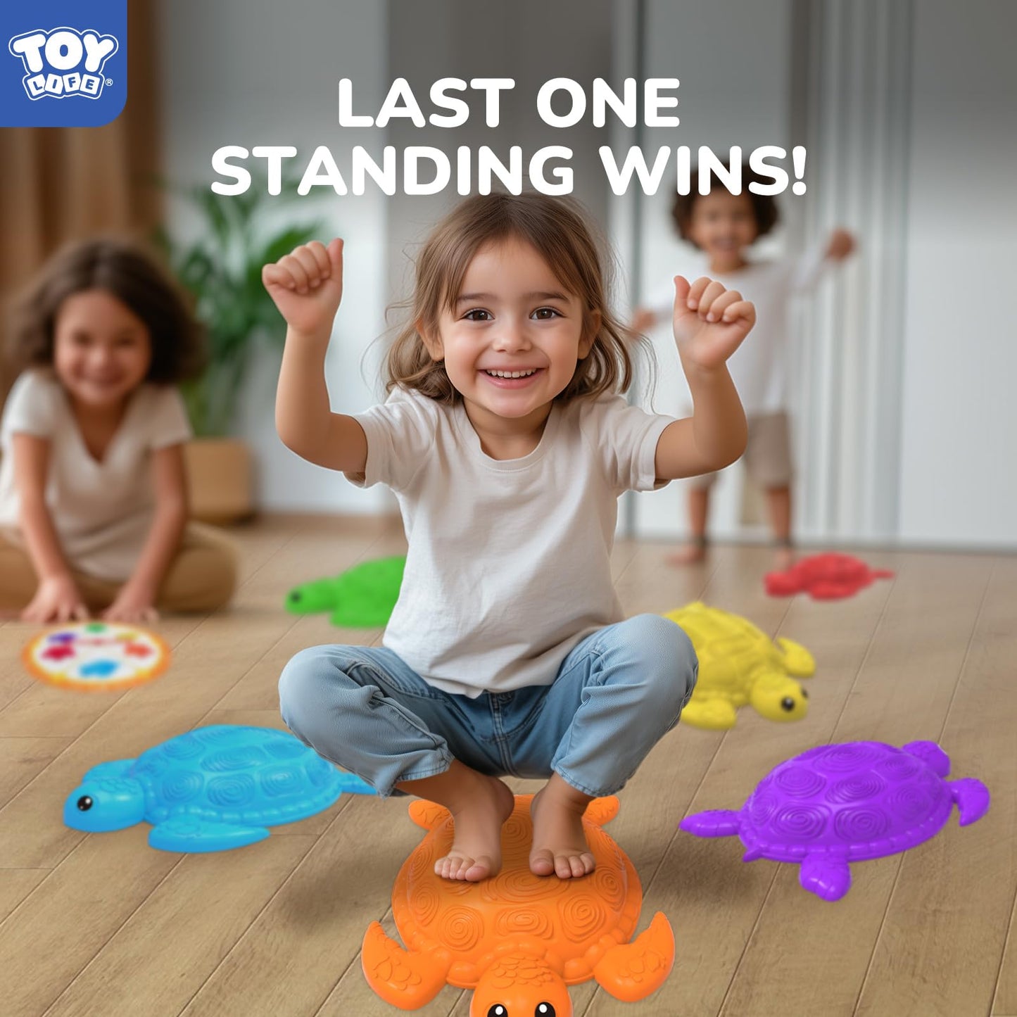 TOY Life 6 Pcs Turtle Balance Stepping Stone for Kids, Indoor Outside Toys for Kids Ages 4-8, Toddler Outdoor Toys, Stepping Stones Game, with Cards and Spinner