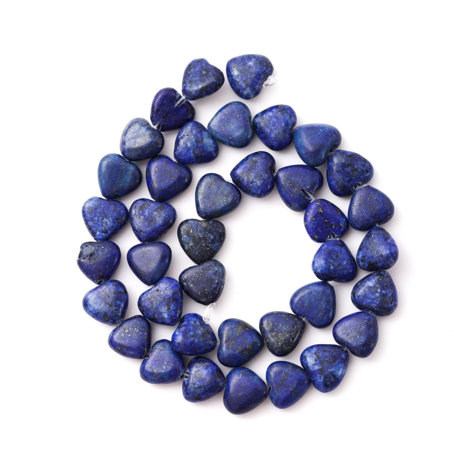Natural Heart Shaped Lapis Lazuli Stone Beads 10mm Loose Crystal Healing Beads for DIY Necklace Bracelet Making Gemstone Craft Supplies