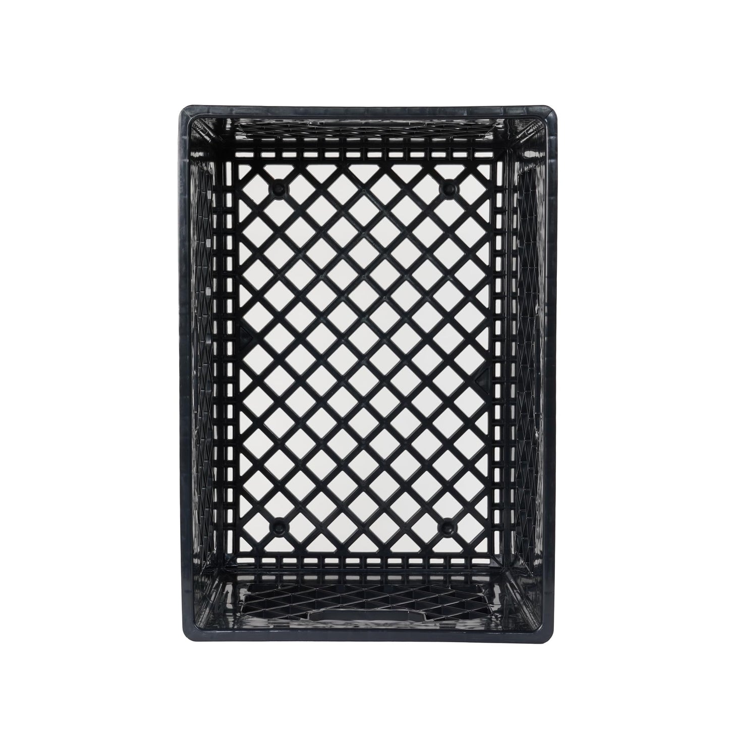 HORSESHOE STORAGE Stackable Milk Crates, 3 Pack, Kitchen Work Commercial Garage Totes, 24 Quart, Heavy Duty Plastic, Black, 19" L x 13" W 11" H