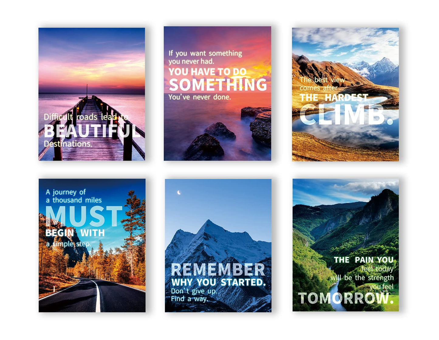 SGGYEFOK Motivational Wall Art Decoration Painting | 6-pack 8 x 10 inches, Suitable for Library, School, Gym,Office， Living Room deco（Frameless） 2