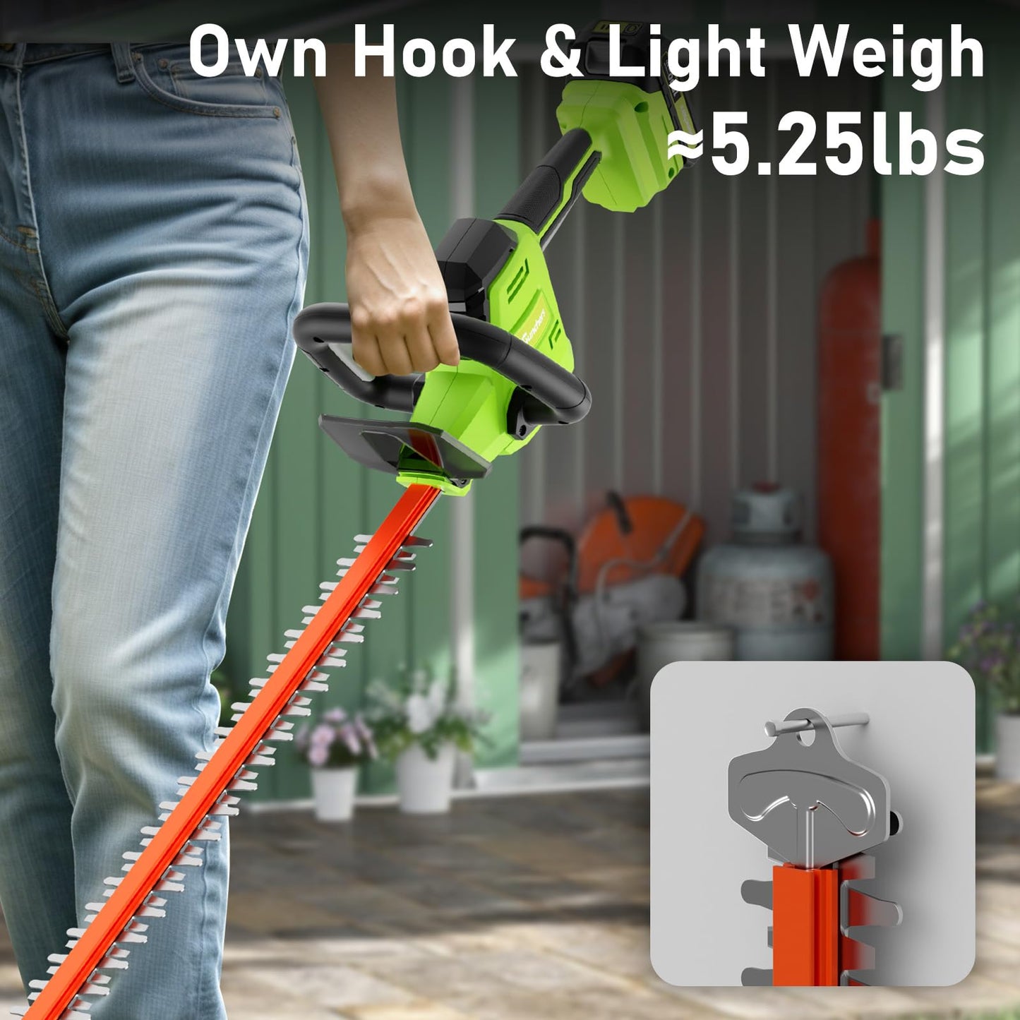 SUNCHERS 20V Max Hedge Trimmer Cordless, 22 Inch Tree Trimmer with 2 Batteries and Charger, Handheld Electric Trimmers, Grass Shrub Pruning Cutter, Lightweight & Compact Hedge Shear for Garden, Lawn
