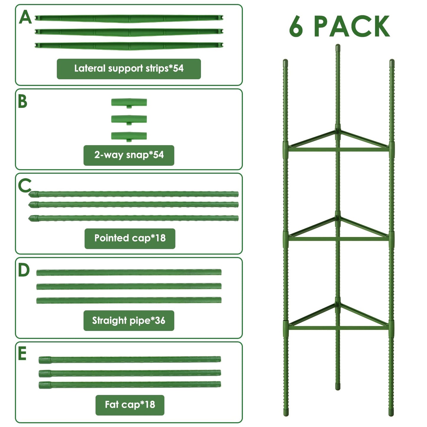 CEWOR Tomato Cage - 6 Pack Tomato Cages for Garden, 51.2inch Tall Tomato Trellis Triangle Stakes for Climbing Plants Outdoor, Plant Support Cages Structure for Pots, Raised Garden Bed, Vegetables