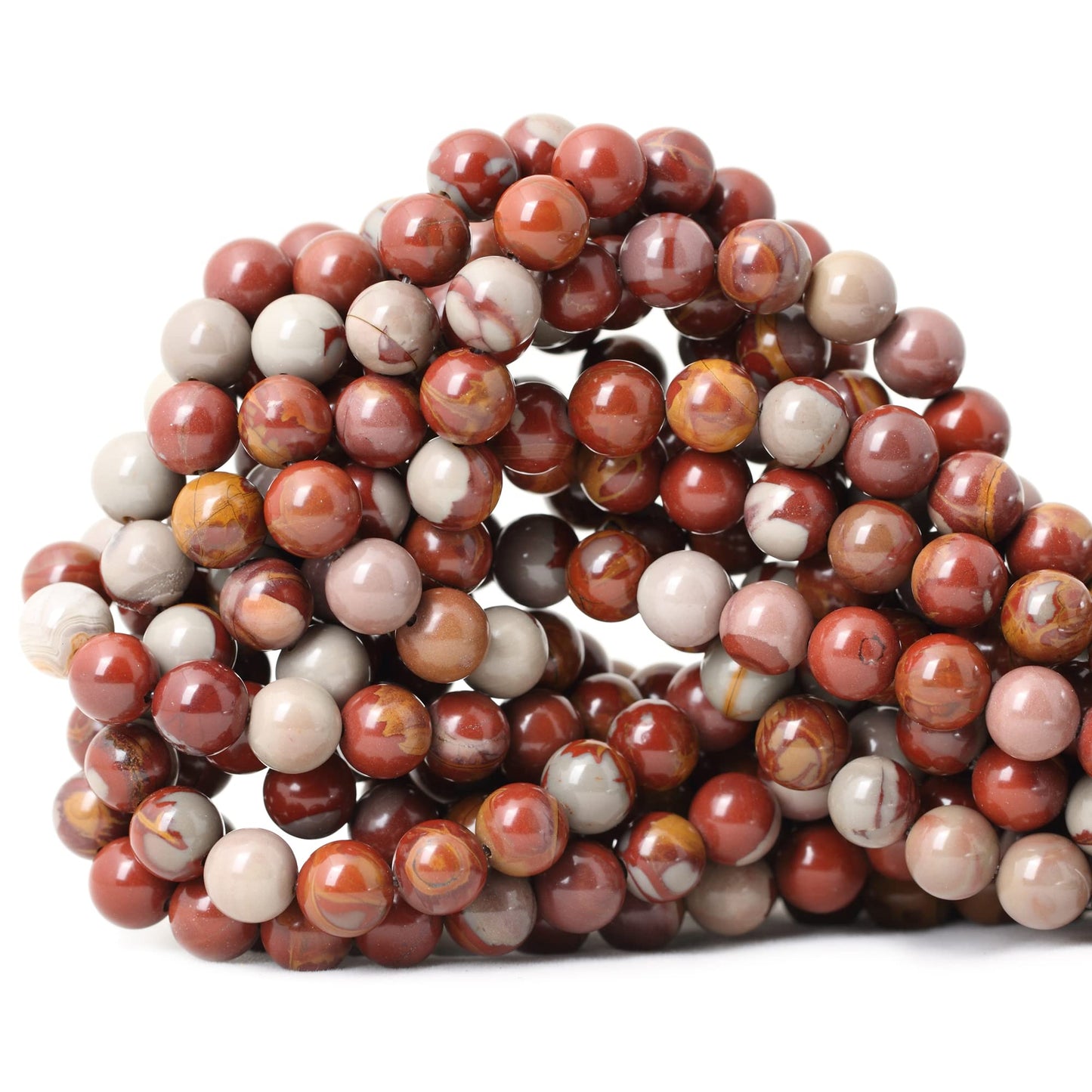 CHEAVIAN 45PCS 8mm Natural Aust Noreena Jasper Gemstone Smooth Surface Round Loose Beads for Jewelry Making 1 String 15 Inches