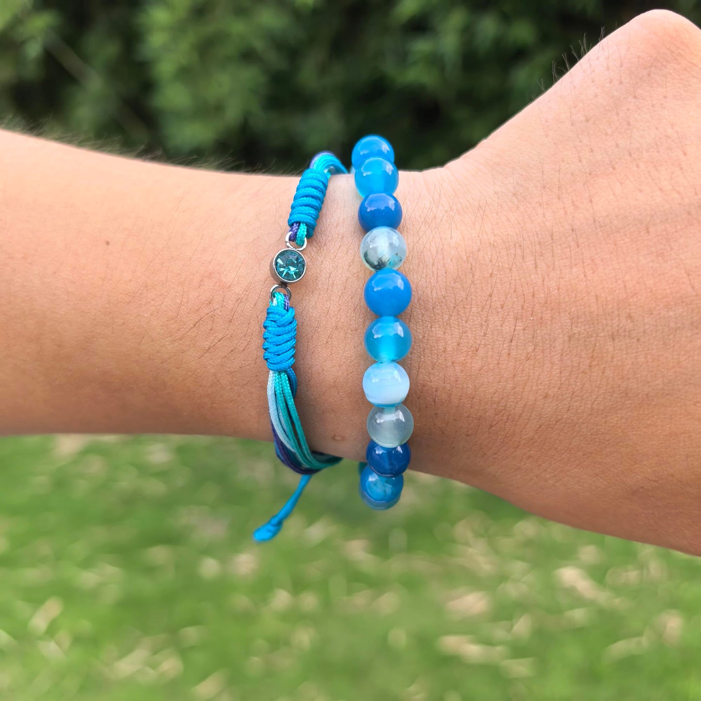 Crgwxzl December Birthstone Bracelets for Women Men,Healing Crystal Protection Stone Blue Stripe Agate Beads Bracelet,String Wrap Zodiac Month Bracelets Birthday Jewelry Gifts