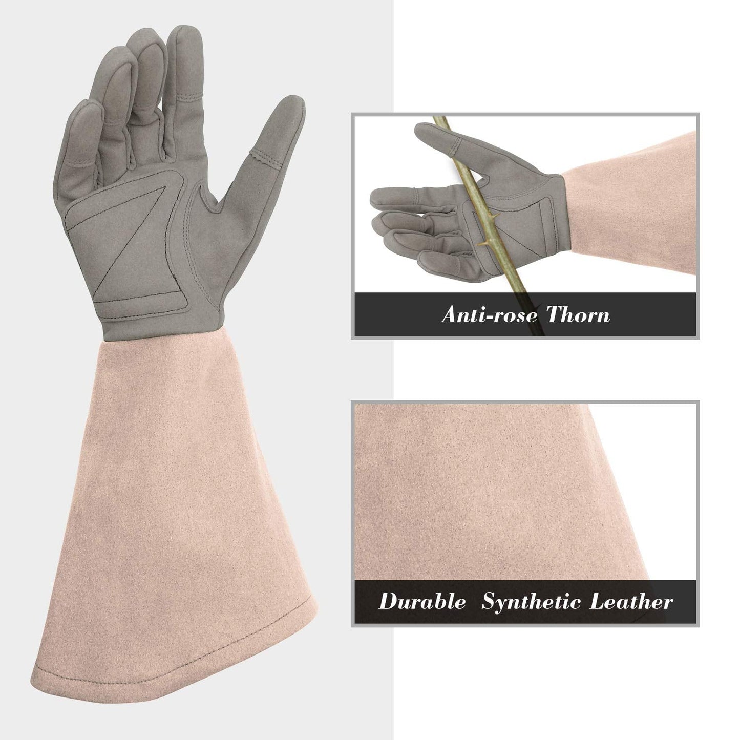 Intra-FIT Rose Pruning Gloves Thorn Proof, Embroidery Leather Gardening Gloves with Extra Long Forearm Protection
