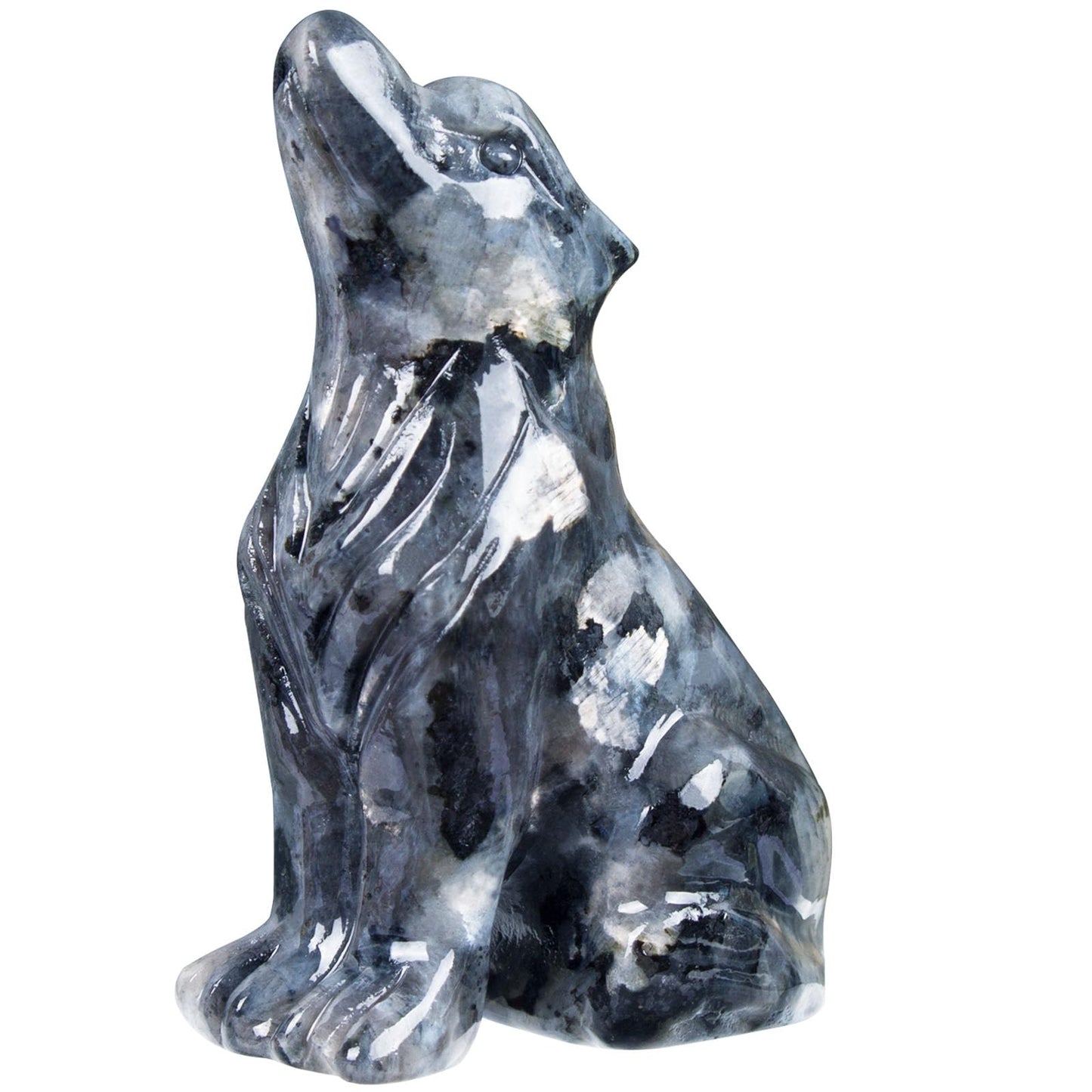 Hguxmcu Shimmer Stone Wolf Figurine,Crystal Carved Statue for Home Office Desk Decor,Hand Carved 1.8 Inch Healing Crystal,Spirit Animal Gift for Wolf Lovers,Good Luck Feng Shui Protection Totem