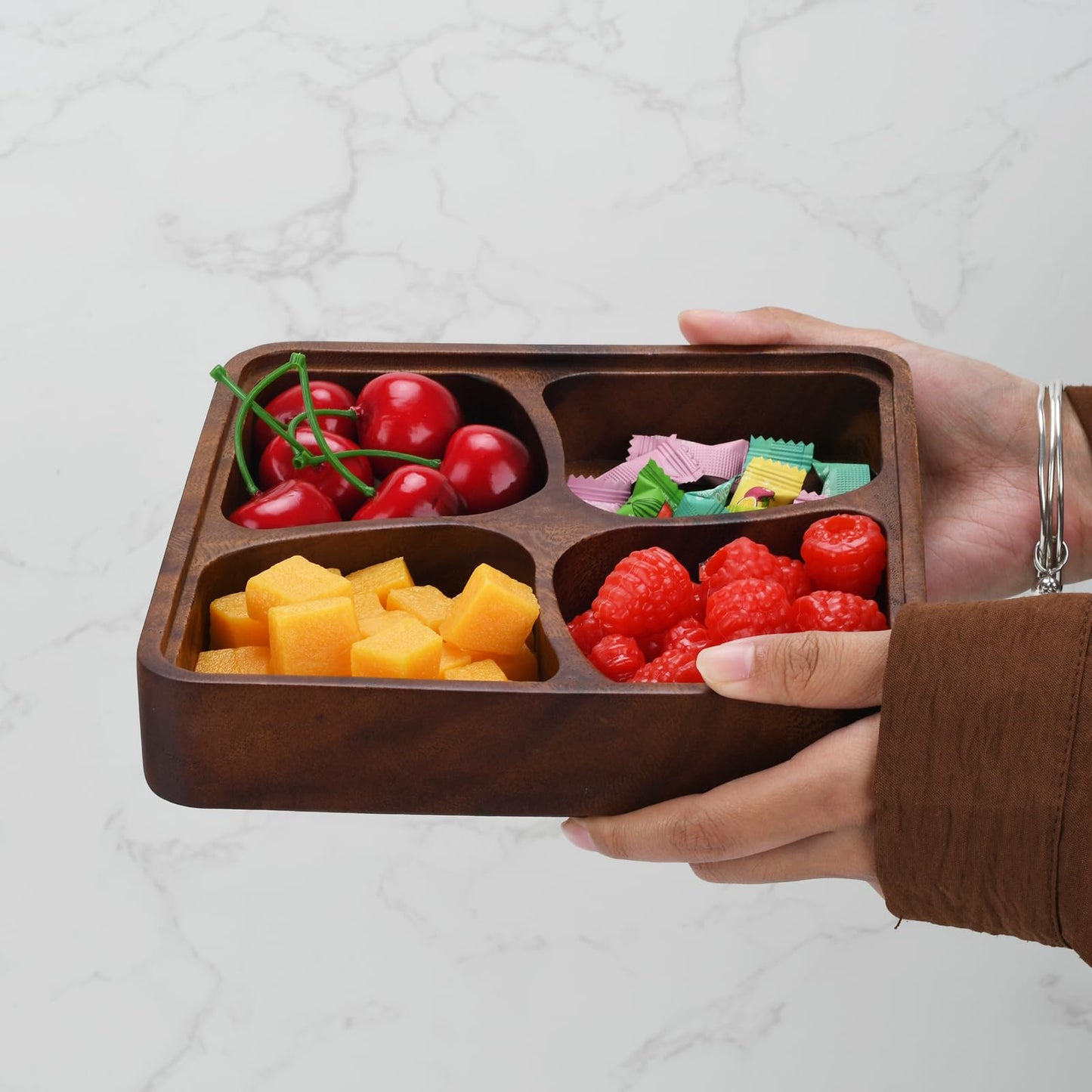 XHKDSYMC Fruit platter,Wood Serving Tray,Wooden Fruit Bowl for Kitchen Counter for Dessert Platter Tray Dish Kitchen Dining Fruits,Dessert,Snack