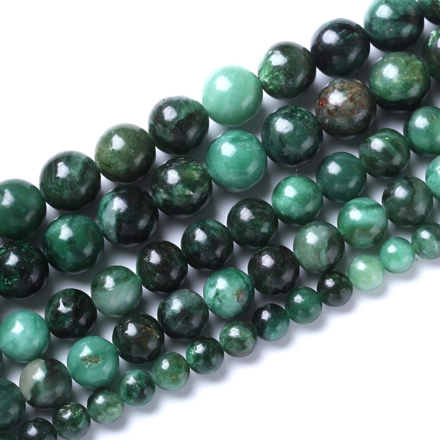 10mm 36pcs Natural Green Emerald Stone Beads Round Loose Beads AAA Energy Healing Power Stone Beads for Jewelry Making DIY Bracelet Necklace 15"(Green Emerald Stone, 10mm)