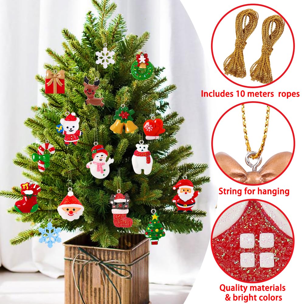 YUJUN 36pcs Mini Resin Ornaments Set - Christmas Tree Decoration, Small Miniature Figurines for Hanging Ornaments