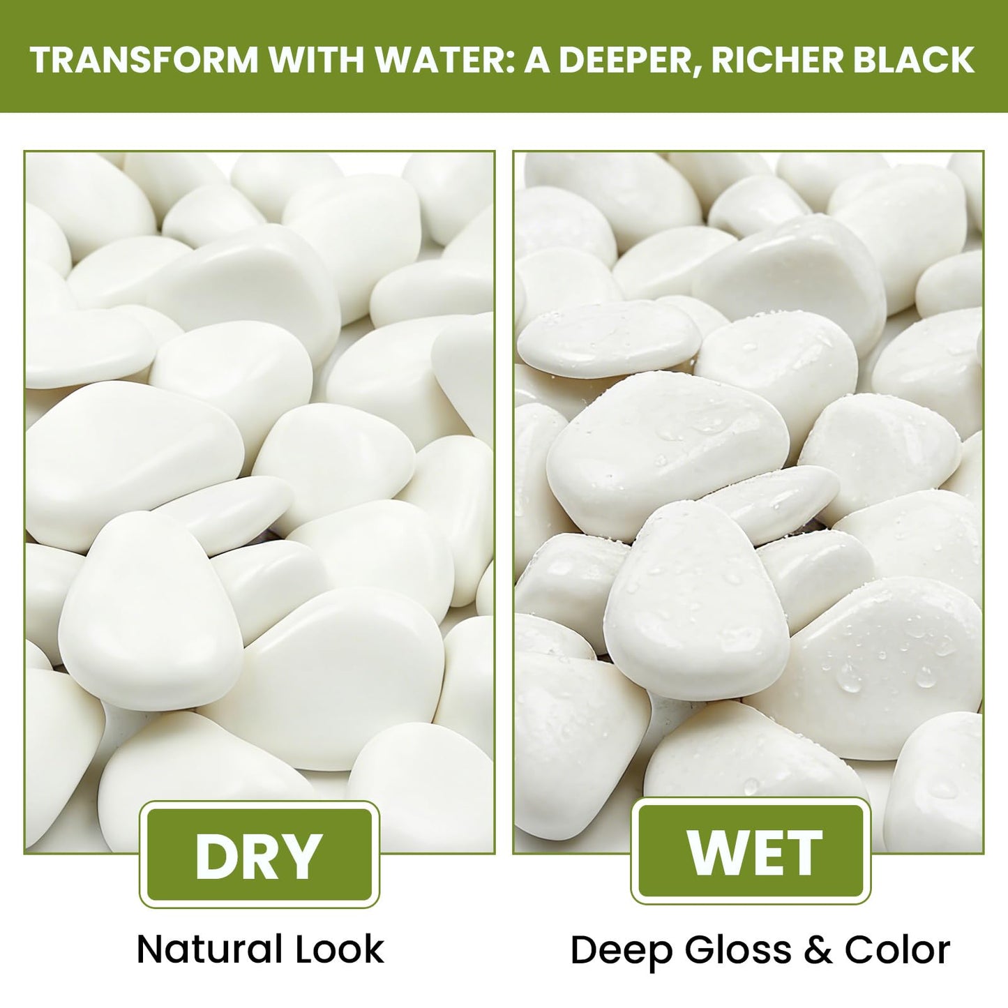 Mengdewei 1-2 Inch Polished River Rocks, Decorative Stones for Indoor Plants, Vase Filler, Fish Tank & Aquarium, Garden Landscaping, White, 6LB