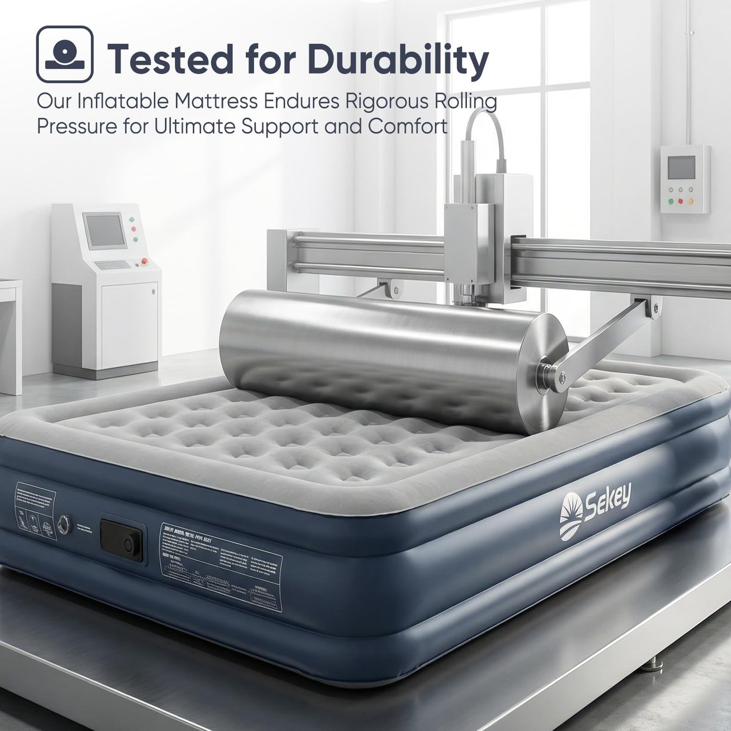 Sekey Queen Air Mattress with Built-in Pump, 18" Raised Inflatable Bed with Anti-Deflation Technology, Odorless & Puncture Resistant Blow Up Mattress for Home Guests & Travel, 660 lbs Capacity