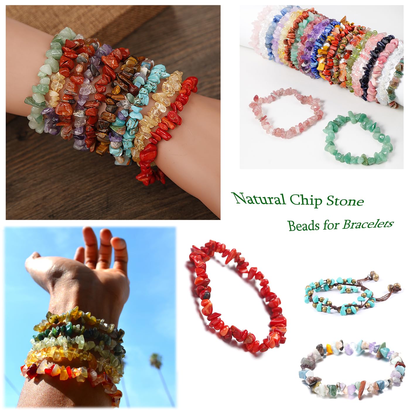 XIANNVXI Malachite Beads, Natural Chip Stone Beads 400Pcs Crystal Bead 5-8mm Irregular Healing Crystal Loose Rocks for DIY Jewelry Making