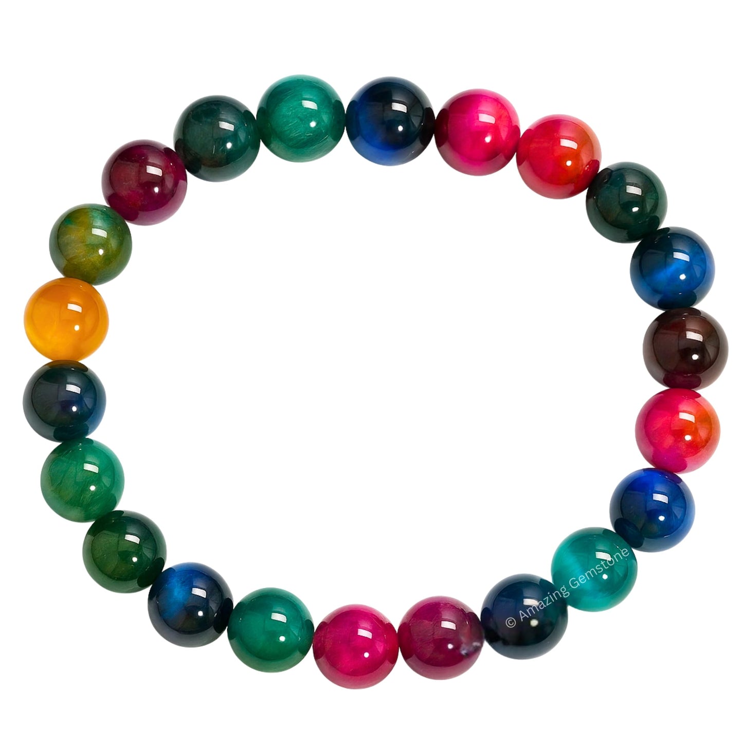 Amazing Gemstone Crystal Bracelet for Women Men's Gifts - Protection Healing Crystal Bracelet - 8mm Gemstone Beaded Stretchable Bracelet Pulseras Para Hombres Mujer Stocking Stuffers Mothers Day Gift (Multi Cat's Eye)