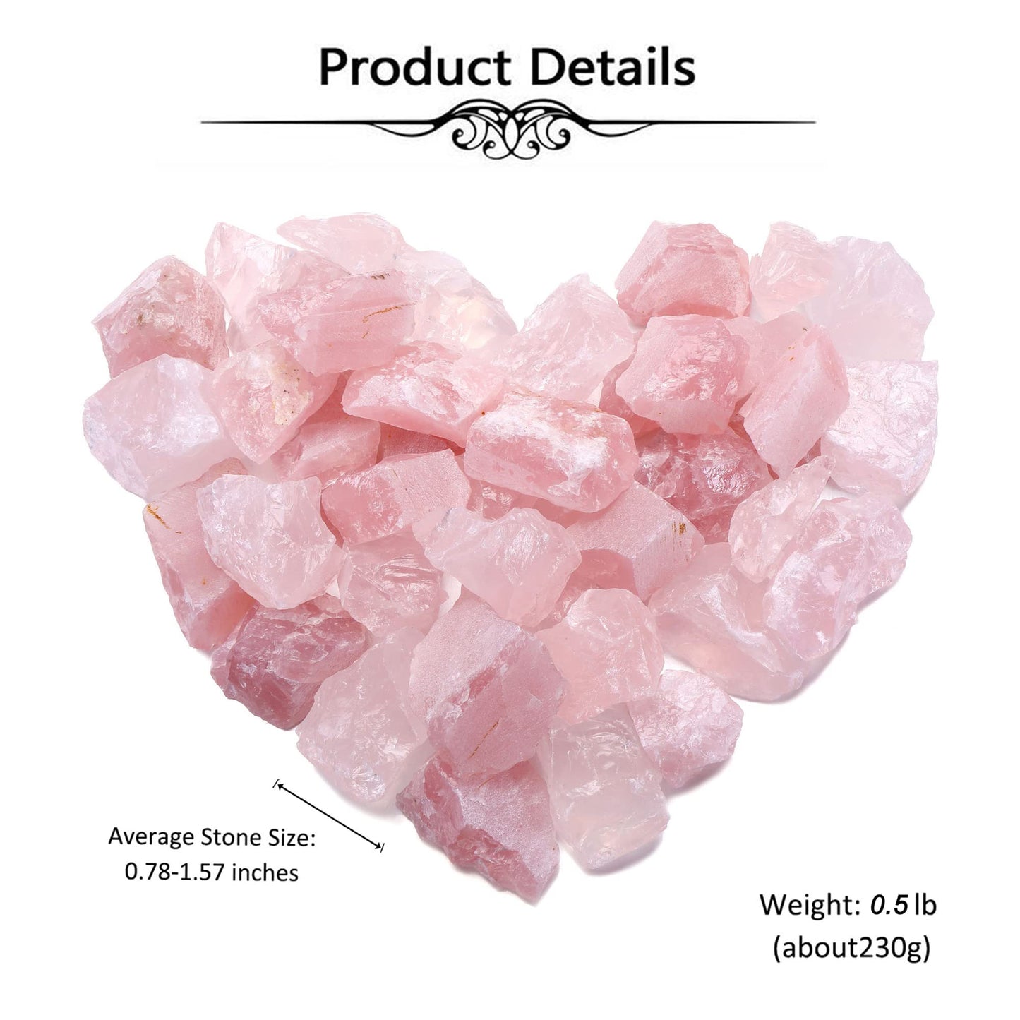 Top Plaza Bulk Rose Quartz Healing Crystals Rough Stones - Large 1" Natural Raw Stones Crystal for Reiki Healing, Wicca, witchcraft, Tumbling, Cabbing, Fountain Rocks, Decoration, Polishing 0.5lb