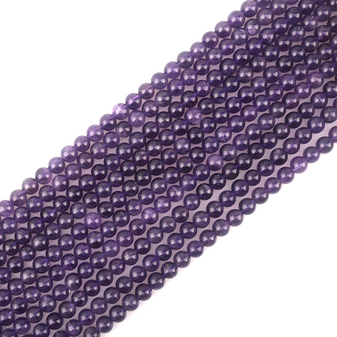ICAI Beads 8mm Natural Amethyst Stone Round Loose Stone Beads for Jewelry Making DIY Crafts Design 1 Strand 15" APPR.43-45pcs