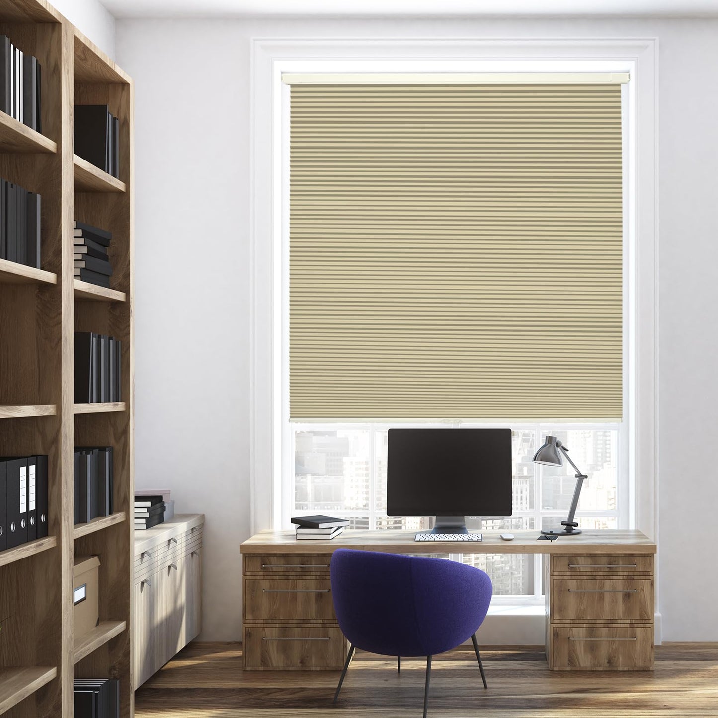 FabuBlinds Cordless Cellular Shades, No Drill No Tools Honeycomb Window Blinds, Blackout Light Blocking Cellular Shades for Window, Thermal Insulation Blinds, Easy to Install, Light Cream 27"W x 48"H