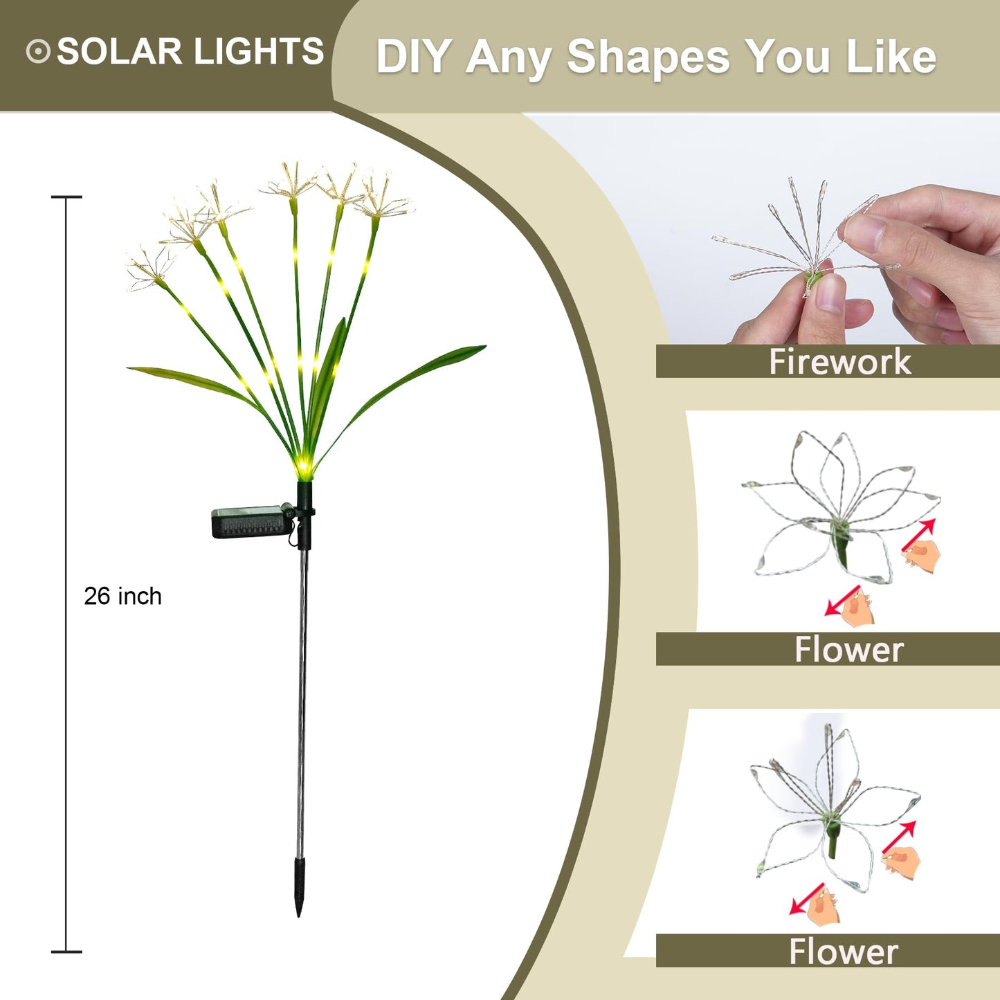 Putuzmic Solar Garden Lights Outdoor: Waterproof 2-Pack DIY Decorative Firework Lights with 2 Modes for Yard Patio Pathway Outside Fairy Decor - Gifts for Women Mom Mothers Day Warm White
