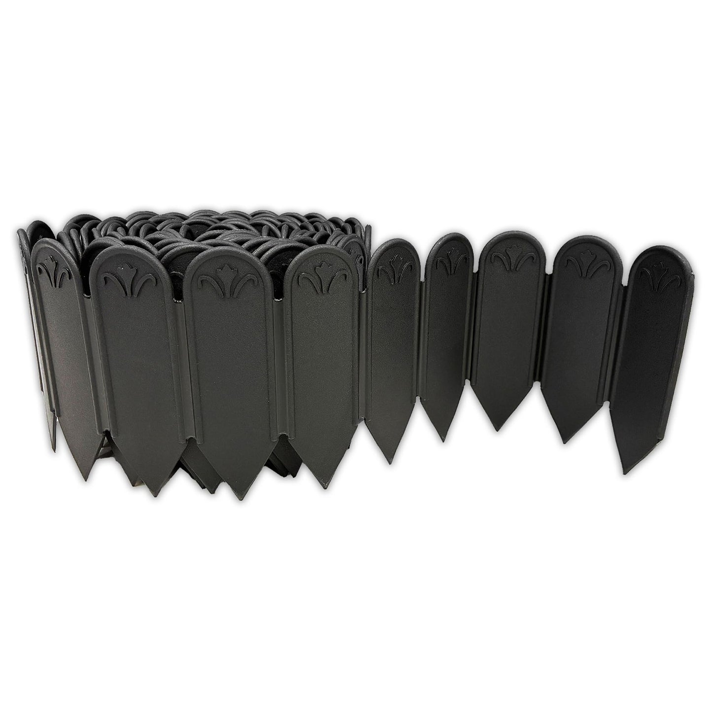 DAIM FlexWall Edge Landscape Edging, Fancy Garden Edging for Landscaping, Sturdy Garden Fencing & Landscape Border that Retain Soil & Stop Weeds, for Landscaping & Fencing Project, Black, 6" x 16.5 ft