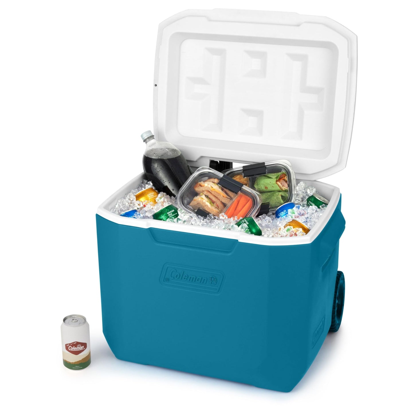 Coleman 60qt Rolling Cooler with Wheels, Insulated Portable Wheeled Chiller with Ice Retention, Made in USA