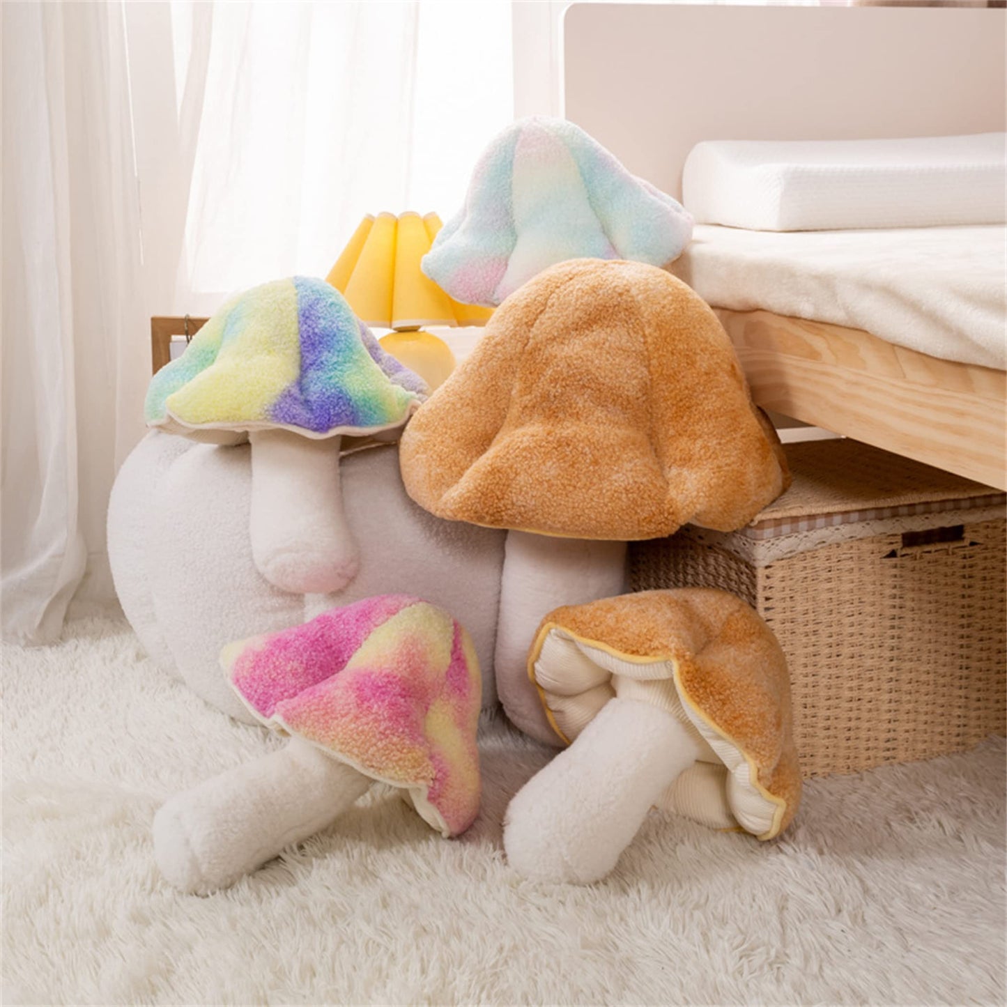 LICHENHAO Mushroom Pillow Floor Pillow Sofa Cushion Home Decoration Pillows Reading Pillow (Khaki, 32cm)