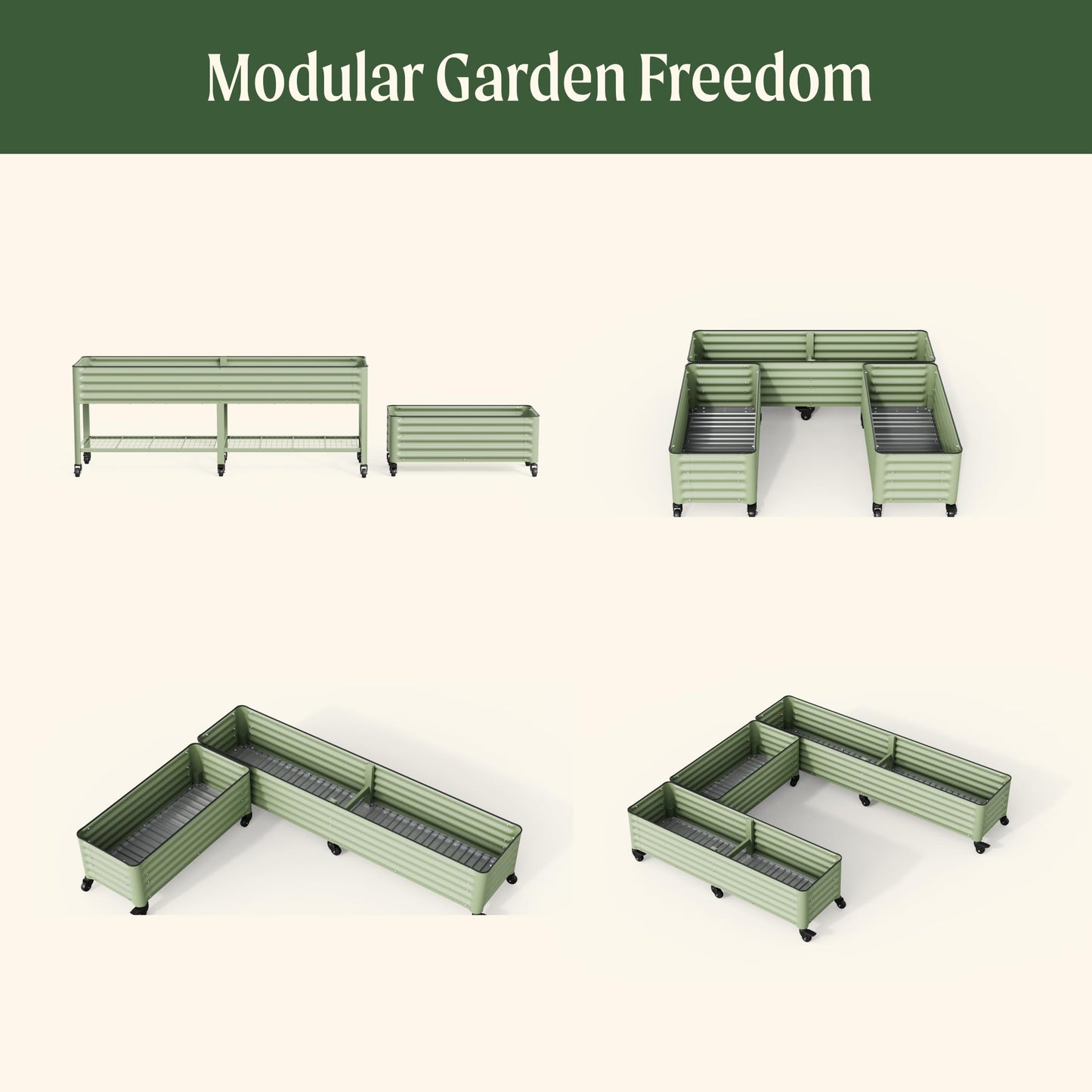 Vego garden Classic Rolling Citrus Tree Planter – 1.75' Mobile Metal Raised Garden Bed for Patio, Deck, Balcony – Deep Planting Space, Durable & Easy to Move (Modern Gray, 1.75'X1.75')