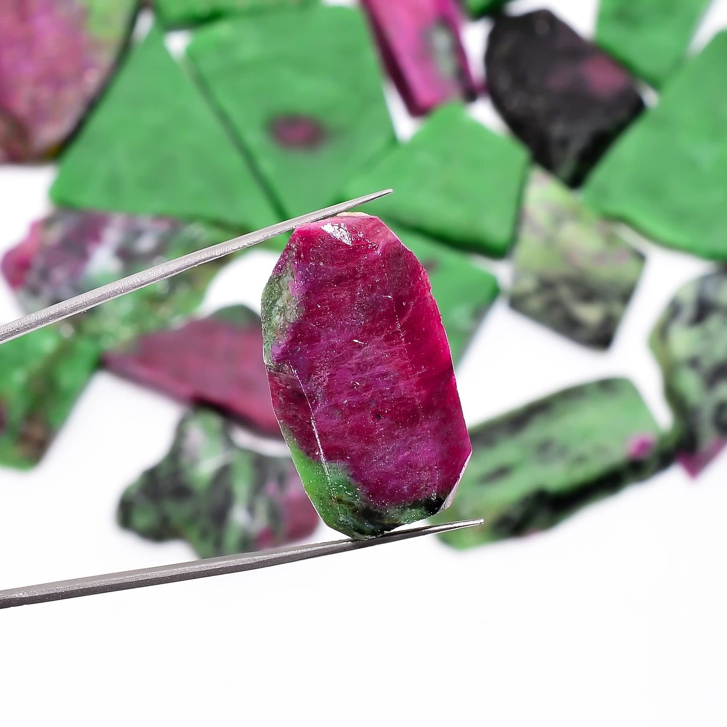 Natural Ruby Zoisite Raw Slice Gemstone- Healing Crystals for DIY Jewelry Making -Loose Natural Cabochon -Perfect for Crafting Unique Jewelry Designs (5 pcs, 25-35 mm)