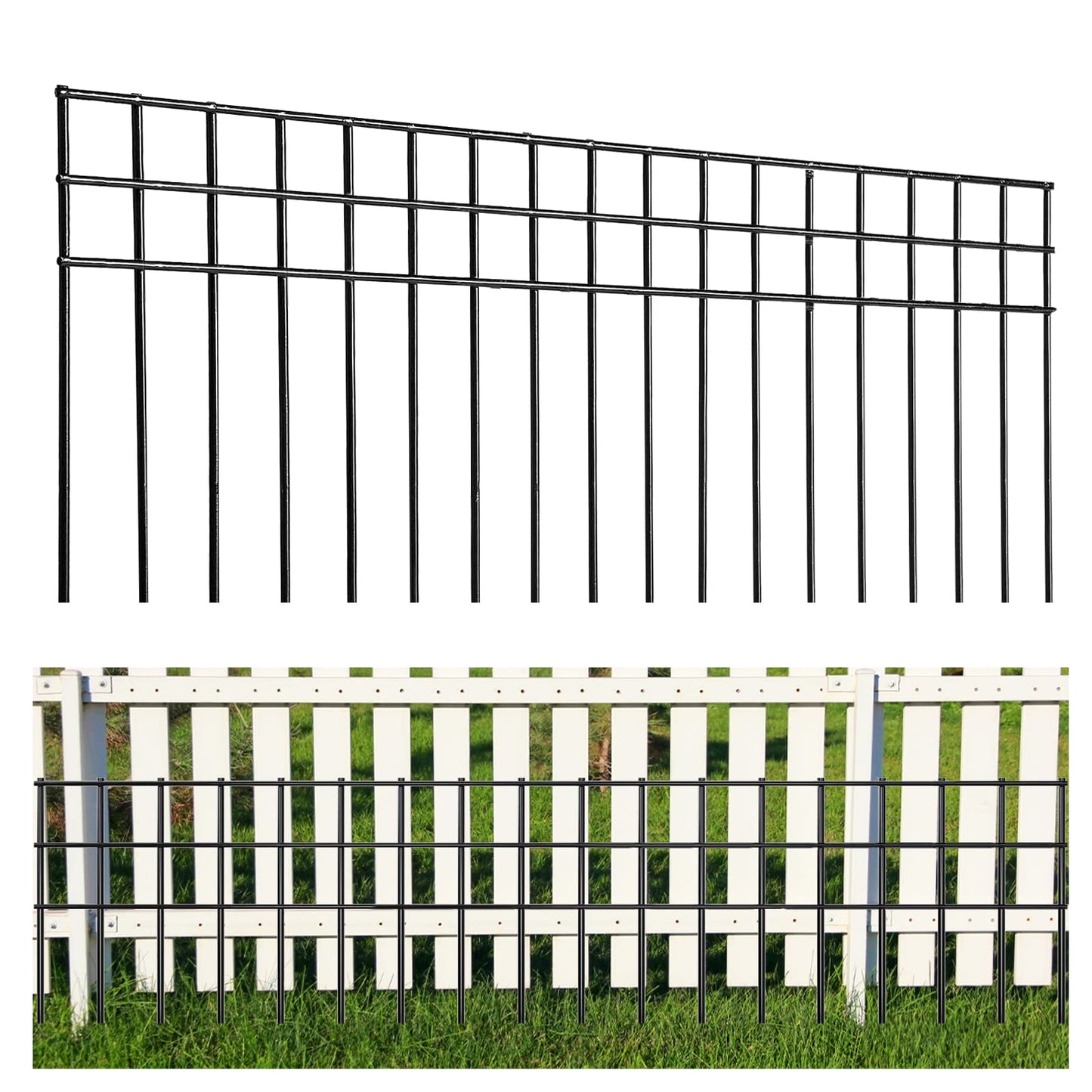 32x10-inch No Dig Animal Barrier Fence, 15 Pack Black Dig Protective Fence with 1.5 inch Spike spacing, Dog/Rabbit/Groundhog Underground Galvanized Outdoor Garden Metal Fence