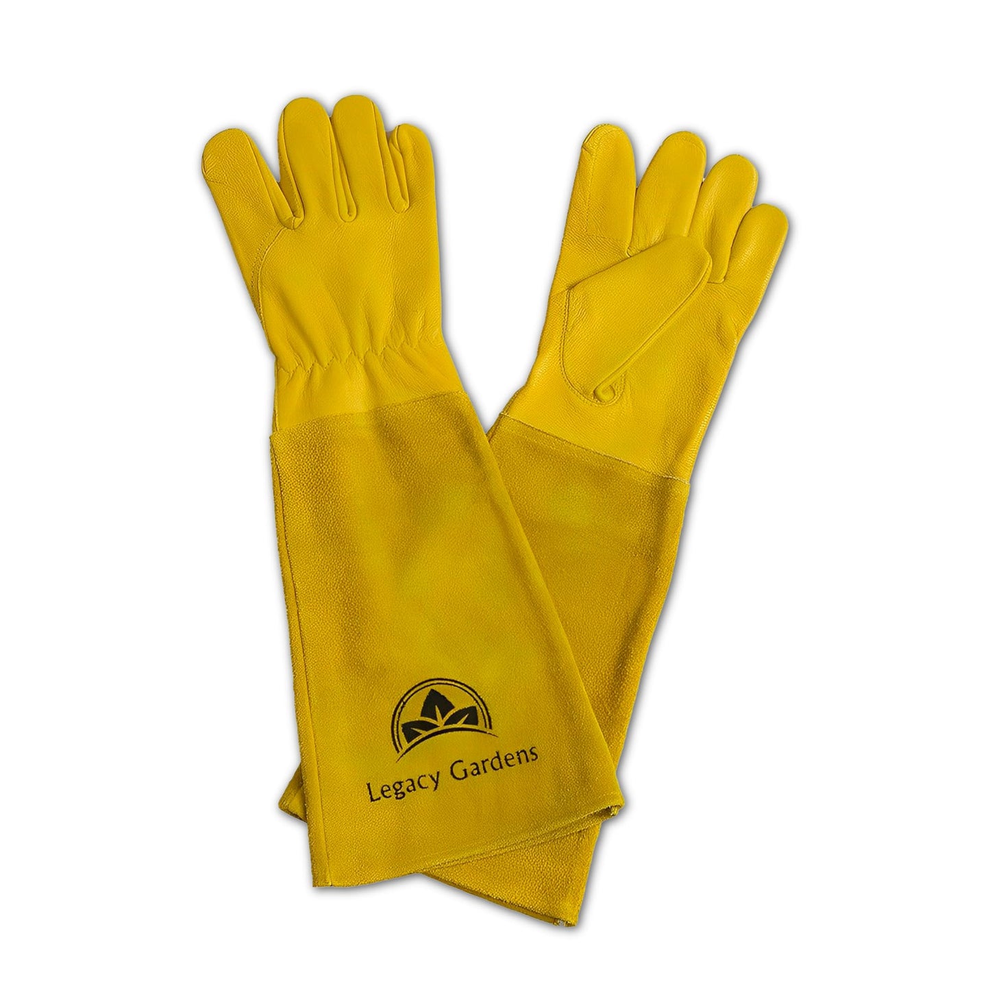 Leather Gardening Gloves for Women & Men, Long Garden Gloves, Cowhide Gauntlet Rose Pruning Thorn Resistant, Forearm Protection, Medium, Yellow