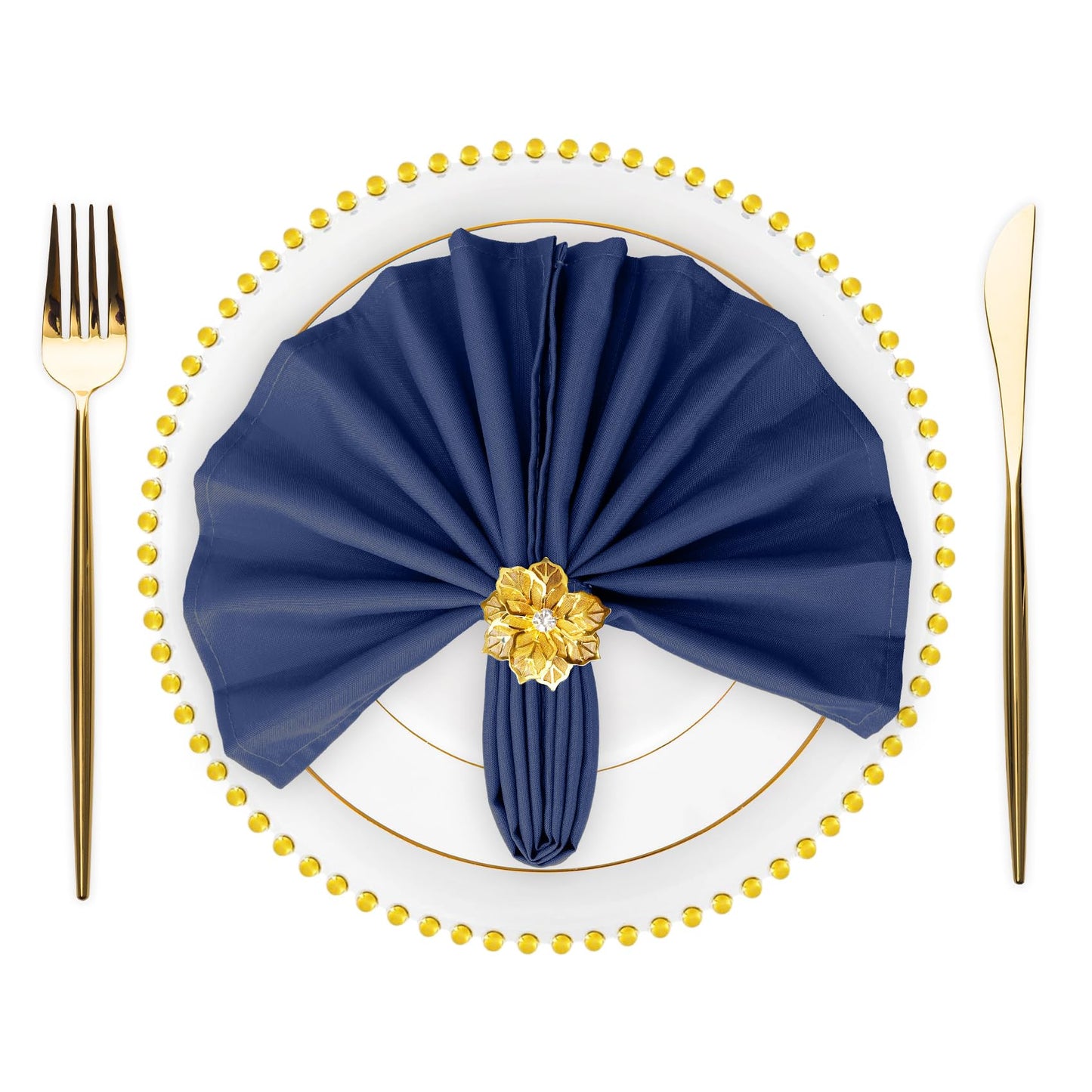 SuperO Set of 80 Cloth Napkins 17 x 17 Inch, Polyester Solid Washable Dinner Napkins with Hemmed Edges,Great for Restaurant, Wedding and Party(Navy Blue)