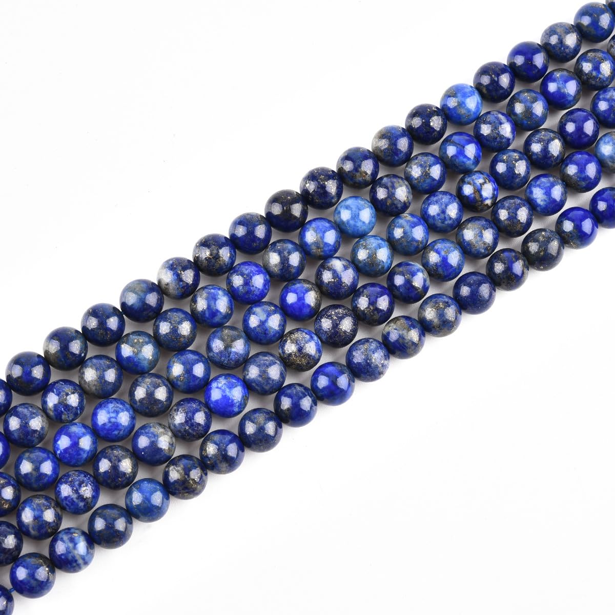 8mm Genuine Blue Lapis Lazuli Beads Round Gemstone Loose Beads for Jewelry Making (45-48pcs/strand)
