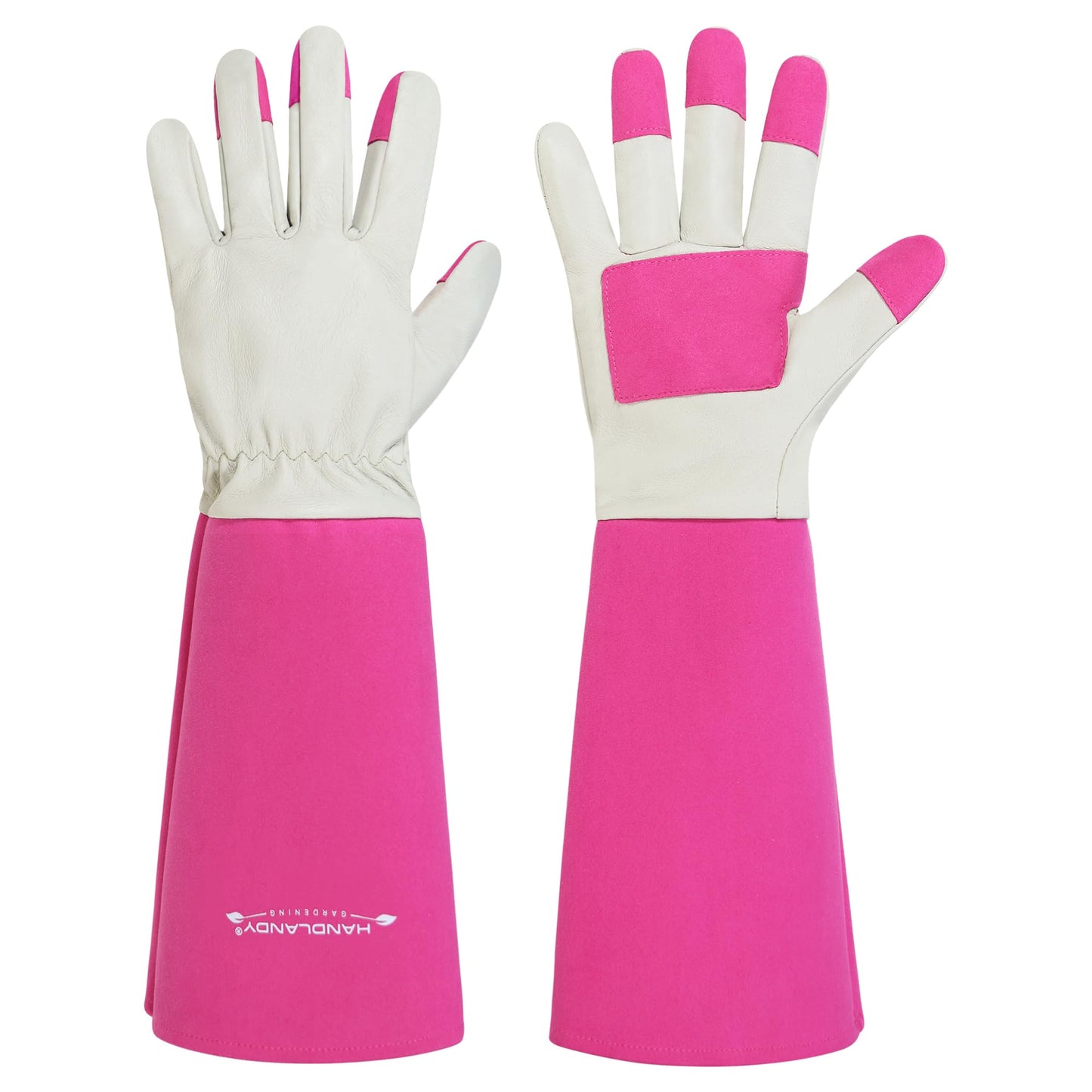 HANDLANDY Rose Pruning Gardening Gloves for Men & Women, Thornproof Long Gauntlet Gloves, Pigskin Leather - Breathable & Durability (Medium)