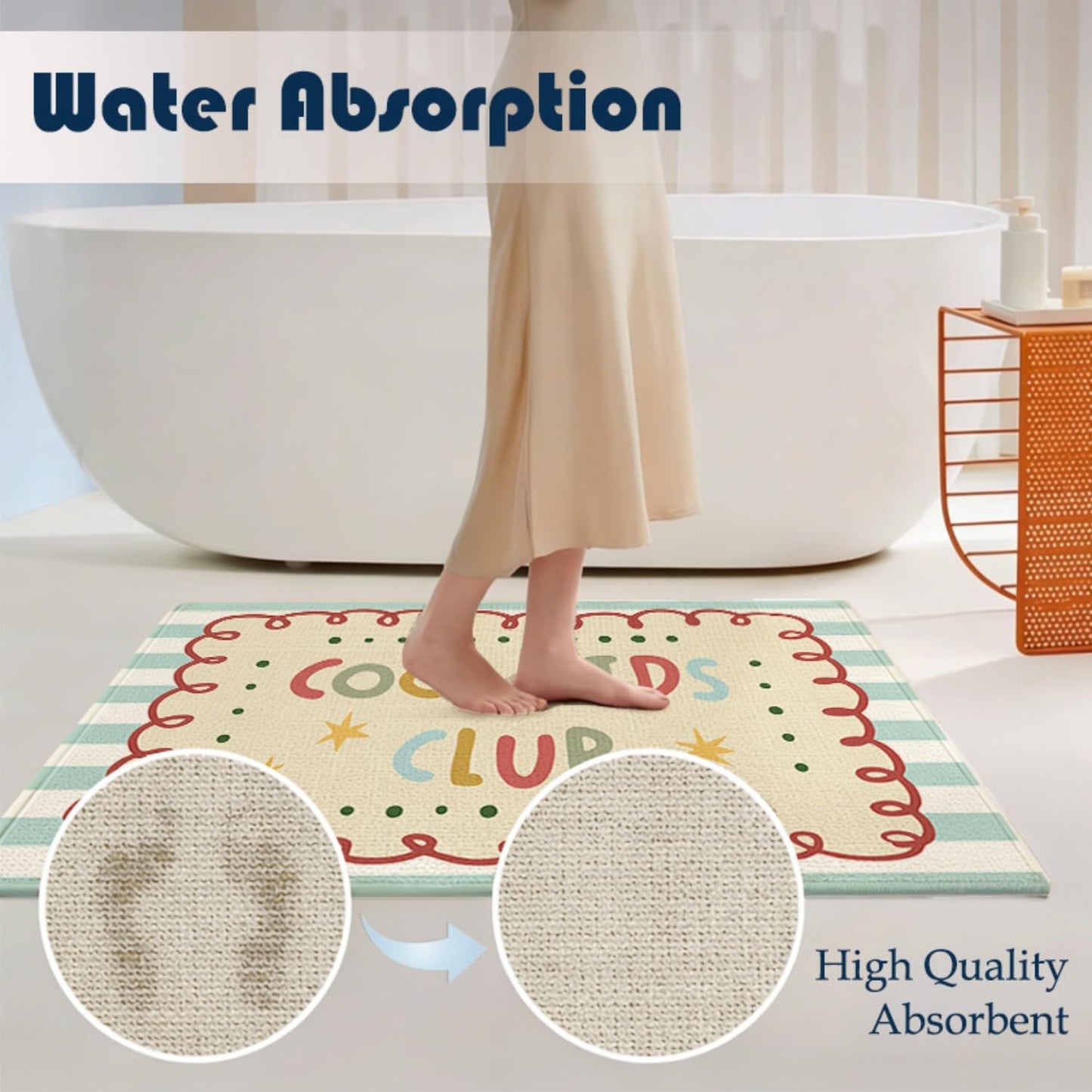 Chicimln Boho Welcome Door Mat for Kids Room Nursery Playroom, Cool Kids Club Non-Slip Linen Doormat Outdoor Indoor Entrance, Boho Striped Small Rugs for Entryway Front Door Porch, 17x30 Inch