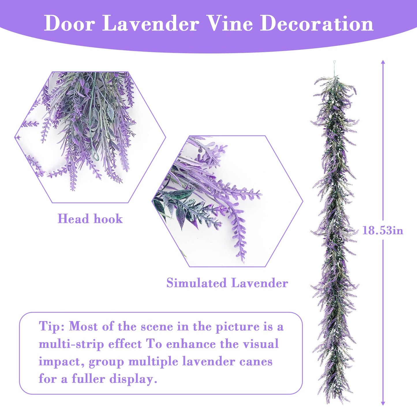 6Ft Lavender Purple Artificial Garland All Year Lavender for Wedding Mantle Spring Summer Garland Indoor Outdoor Home Farmhouse Party Stair Table Window Home Decoration