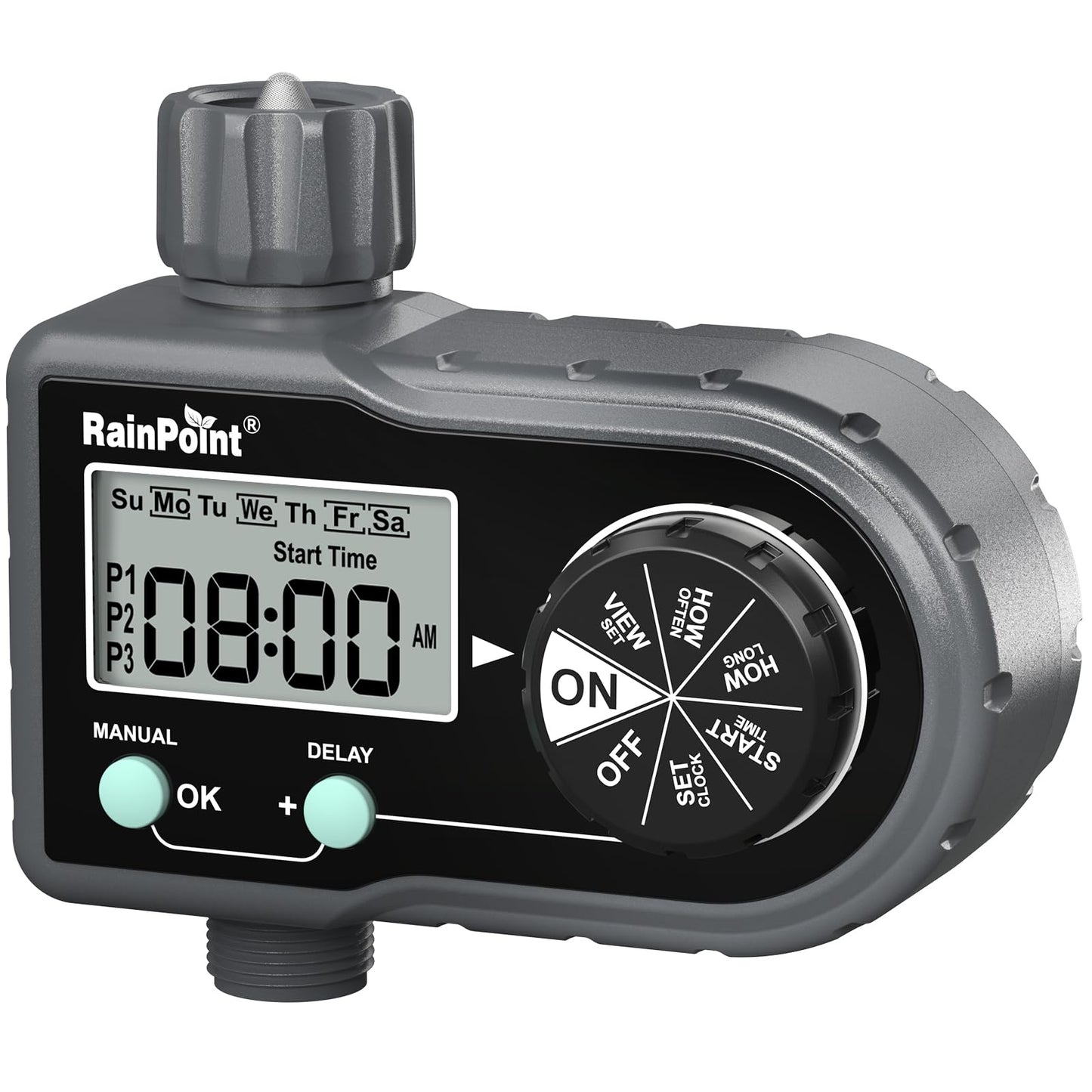 RAINPOINT Sprinkler Timer, Hose Timer with 3 Individual Programs, Water Timer for Garden Hose Faucet, Programmable Automatic/Manual Irrigation System, for Specific Days or Daily Outdoor Lawn Watering
