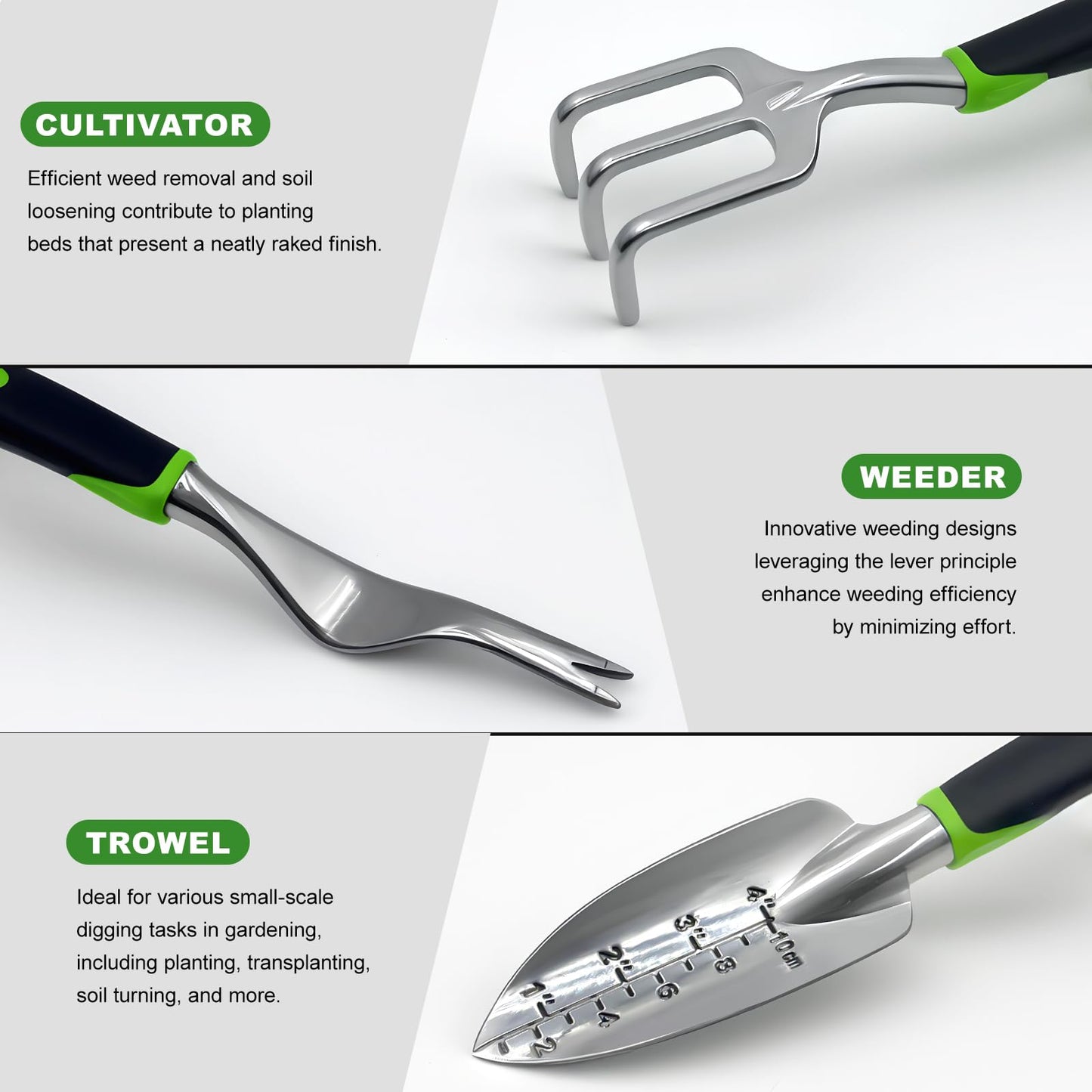 Gardening Tools Set, Gardening Tools, 7 Piece Set Heavy Duty Gardening Hand Tools, Outdoor Garden Hand Tools with Non Slip Rubber Grips. with Handbag.
