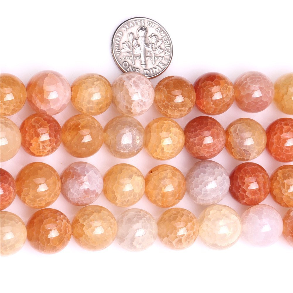 8mm Natural Crackled Agate Beads Round Gemstone Loose Beads for Jewelry Making (47-50pcs/strand)