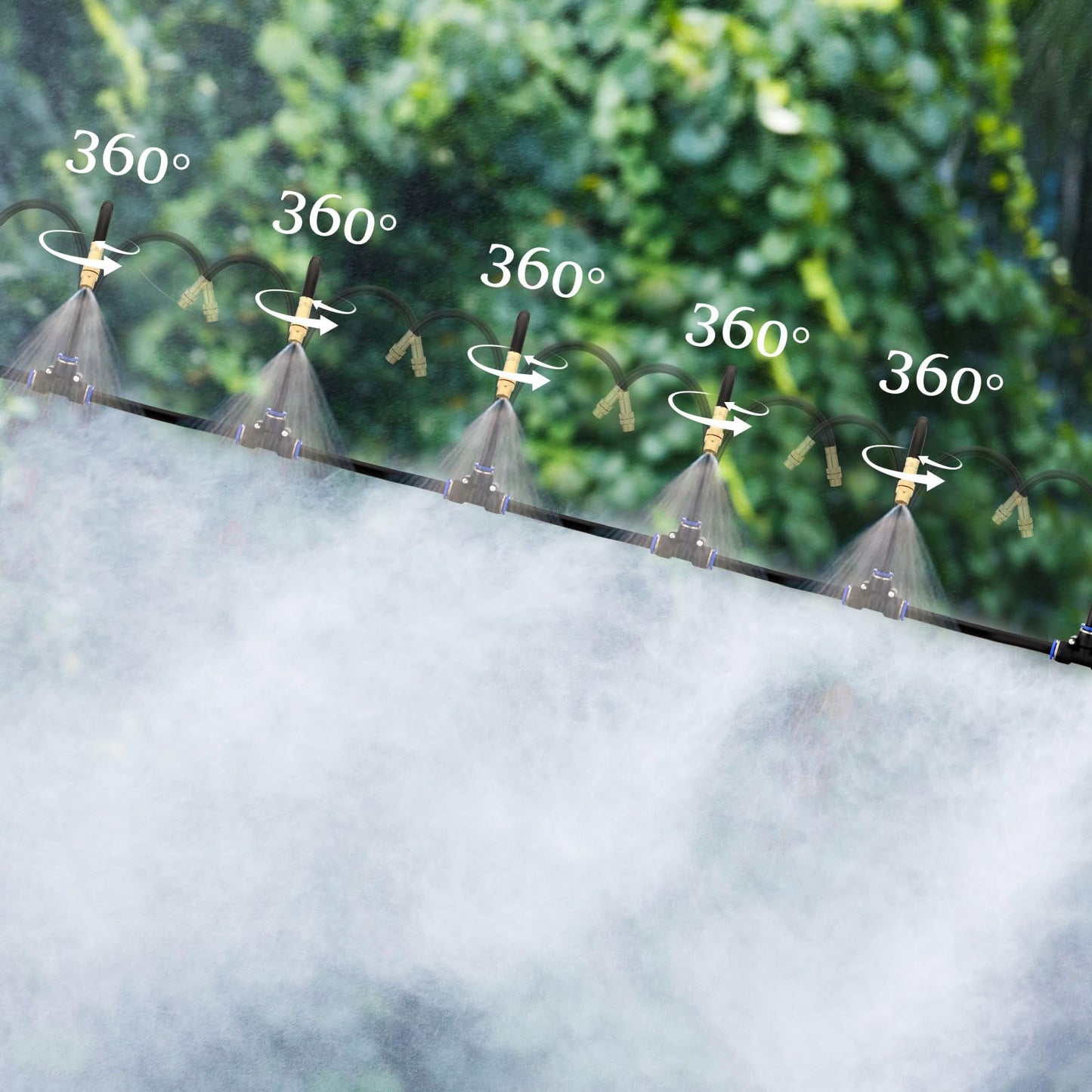 Geelin 49.21ft Garden Drip Irrigation System, 360° Adjustable Watering Kit with 16 Nozzles Automatic Irrigation Watering Misting System for Greenhouse, Yard, Lawn, Plant