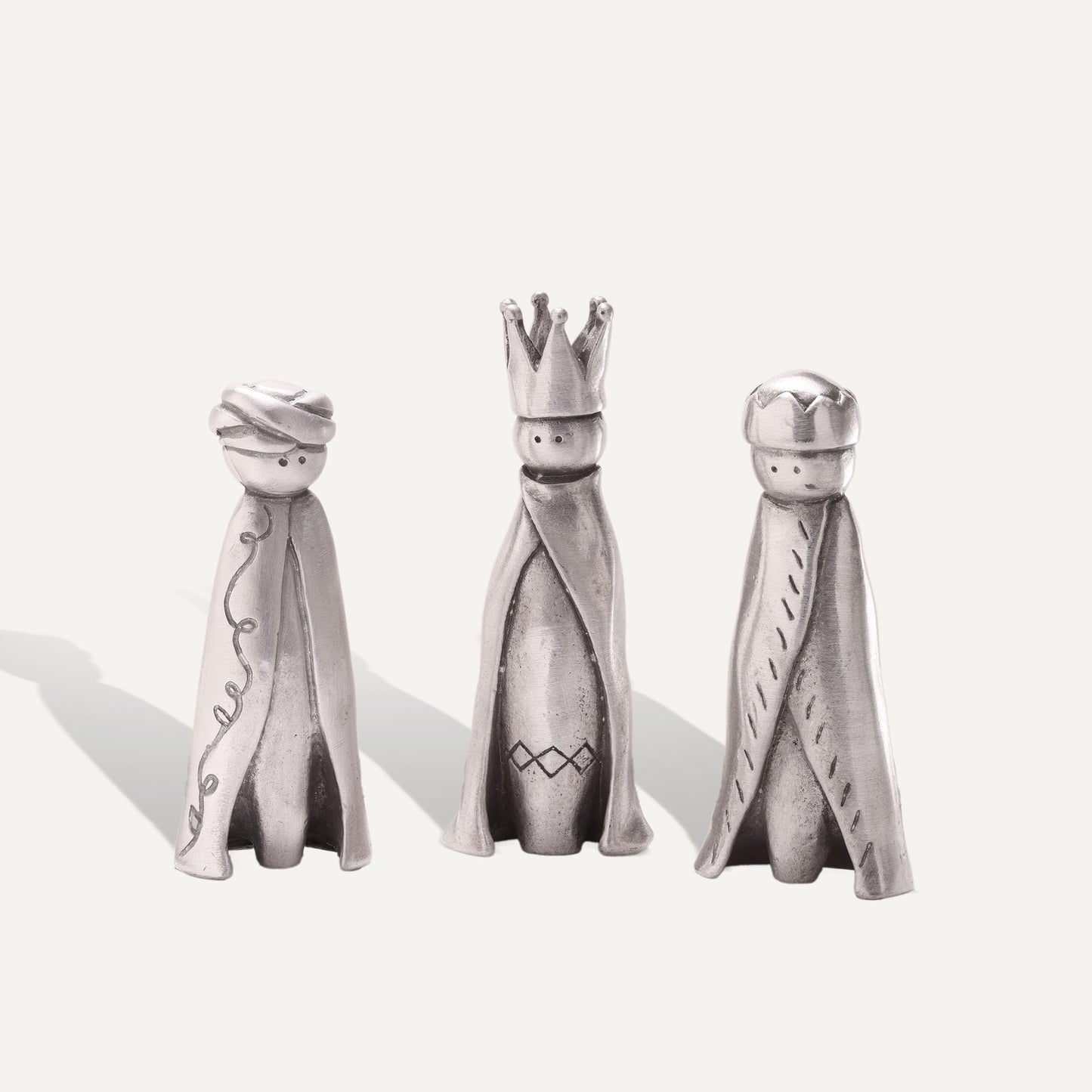 LISA LEONARD DESIGNS Pewter Three Wisemen Nativity Figurine Set Kings Nativity Set Holiday Ornament Figurines Christian Gift
