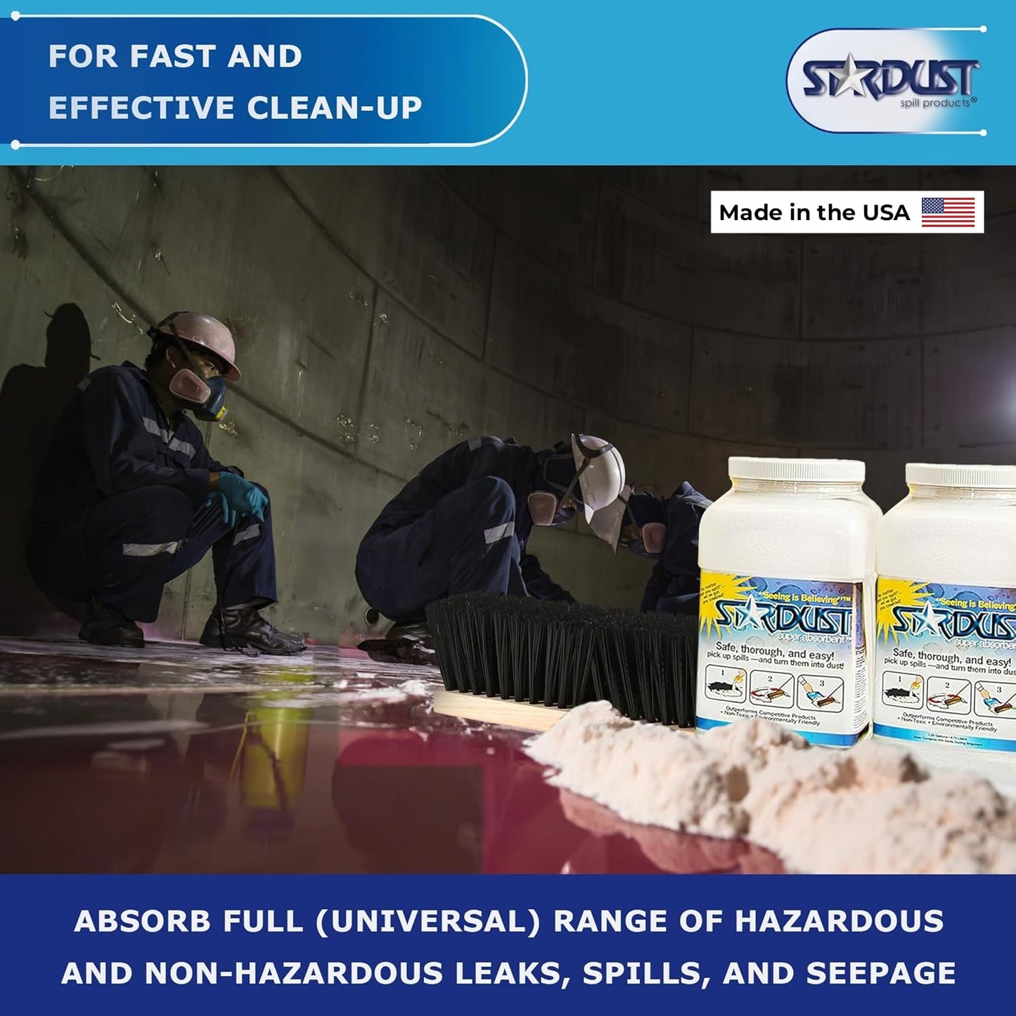 STARDUST Spill Products D710 Comprehensive Quick Response Spill Kits for Vehicles with Heavy Duty Duffle, (2) 5-Quart Dispenser, PPE Kit, Broom Head, Broom Handle, Dust Pan, (10) Disposal Bags